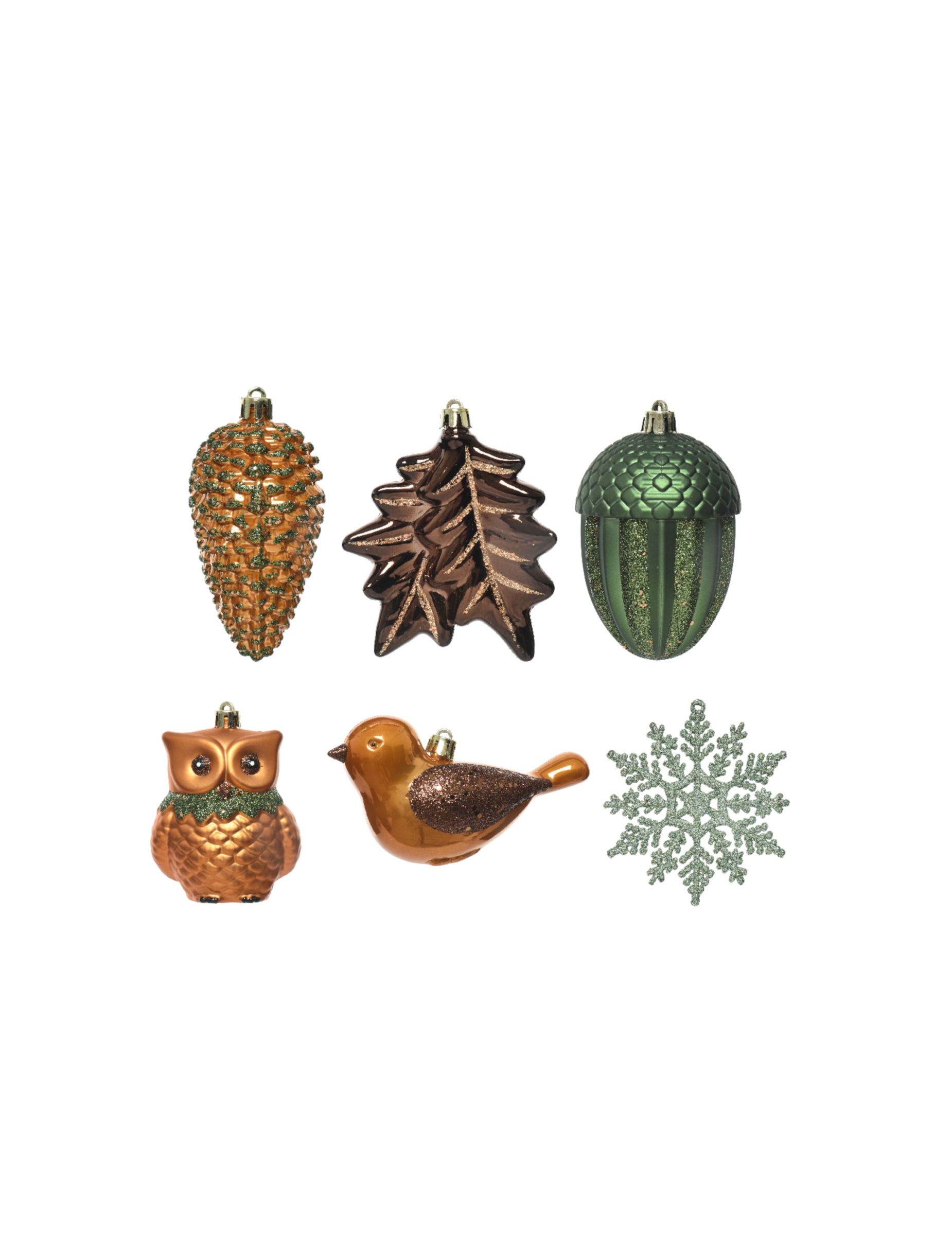 Christbaumschmuck-Set Winterlandschaft 20-teilig braun-grün 10 cm