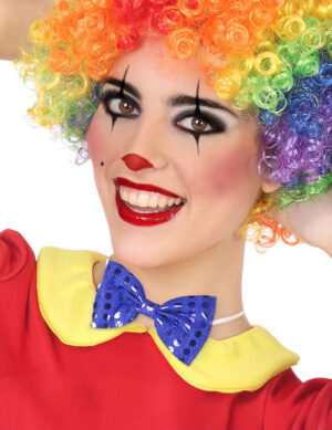 Clown-Fliege mit Pailletten Kostüm-Accessoire blau