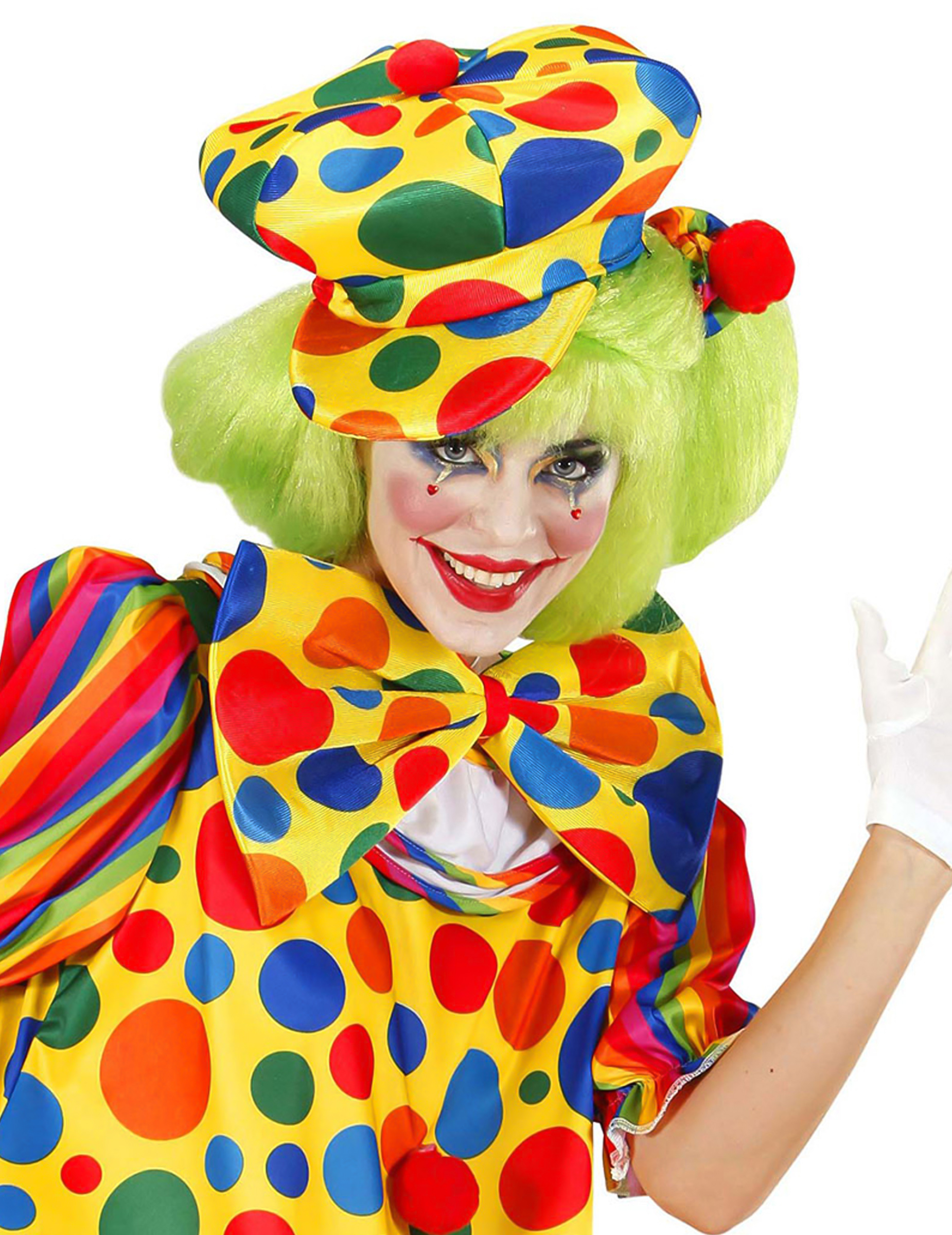 Clown Schirmmütze mit Punkten gelb-bunt