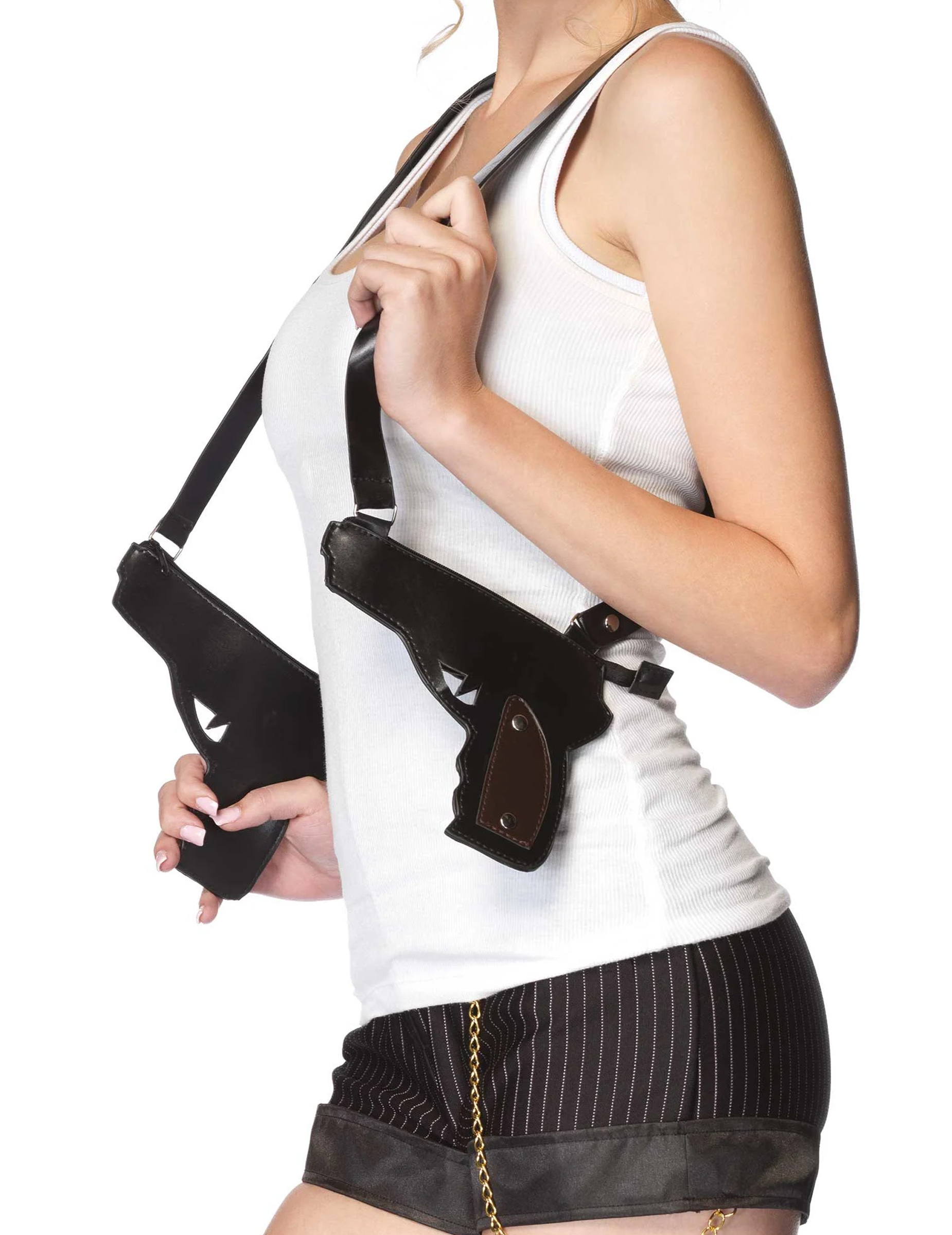 Cooles Doppel-Revolverholster für Erwachsene schwarz