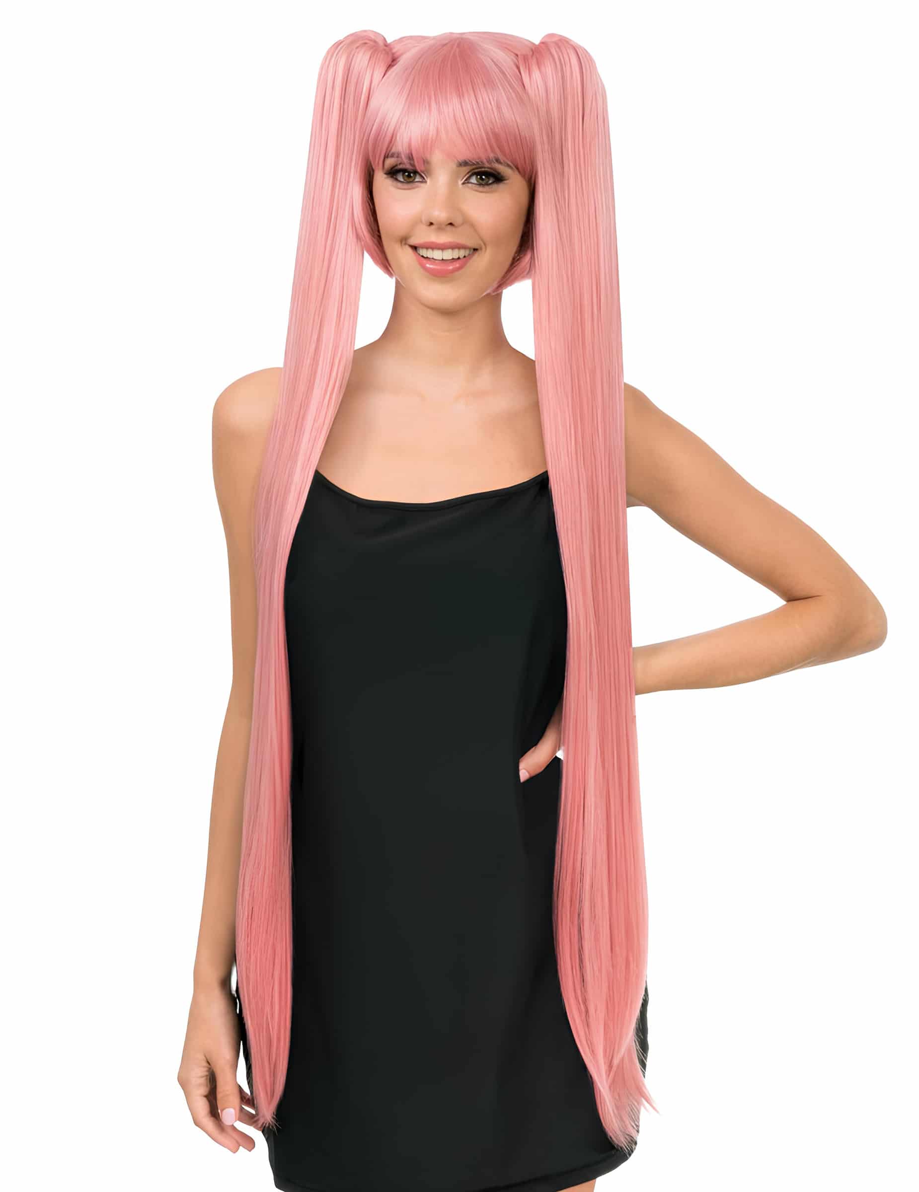 Cosplay-Perücke Zöpfe Pastellrosa für Erwachsene