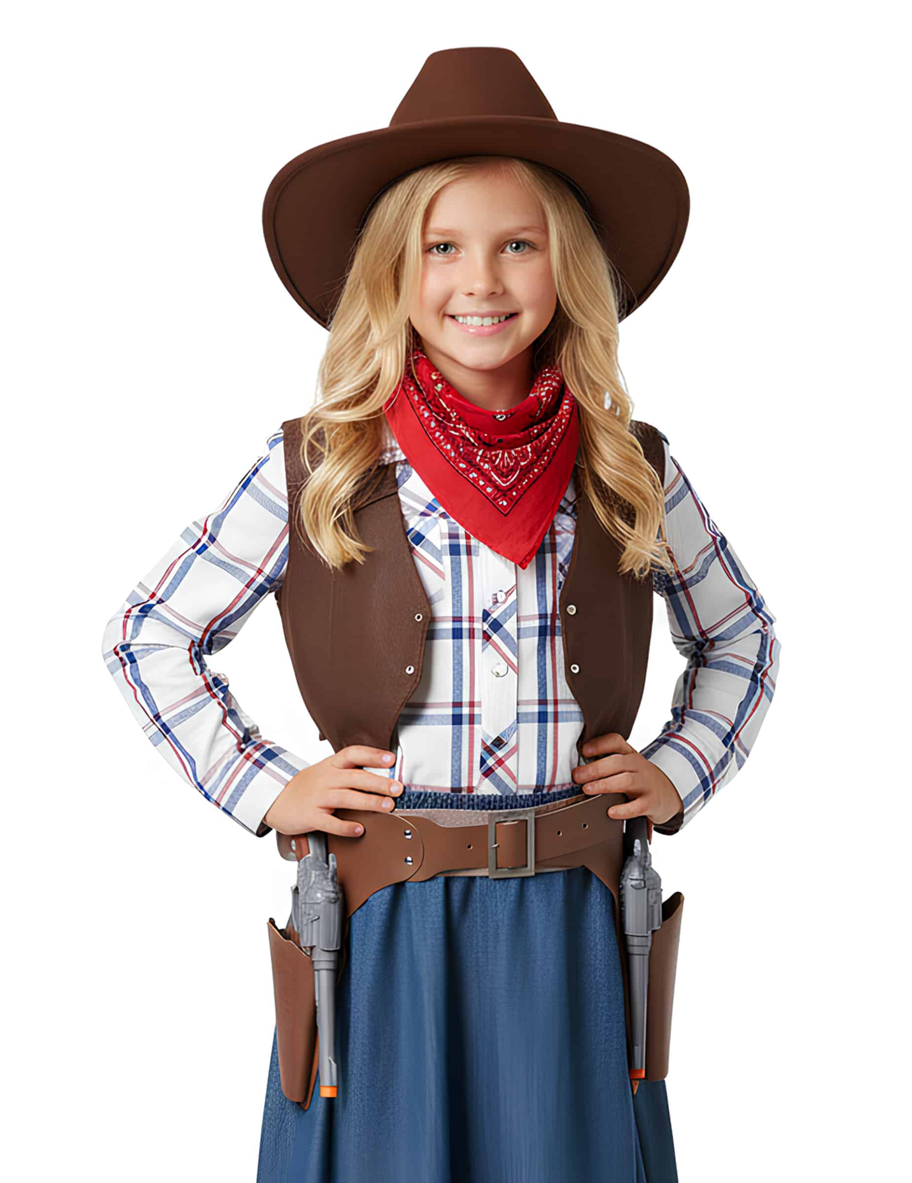 Cowboy Doppelt-Holster Gürtel für 2 Pistolen Braun