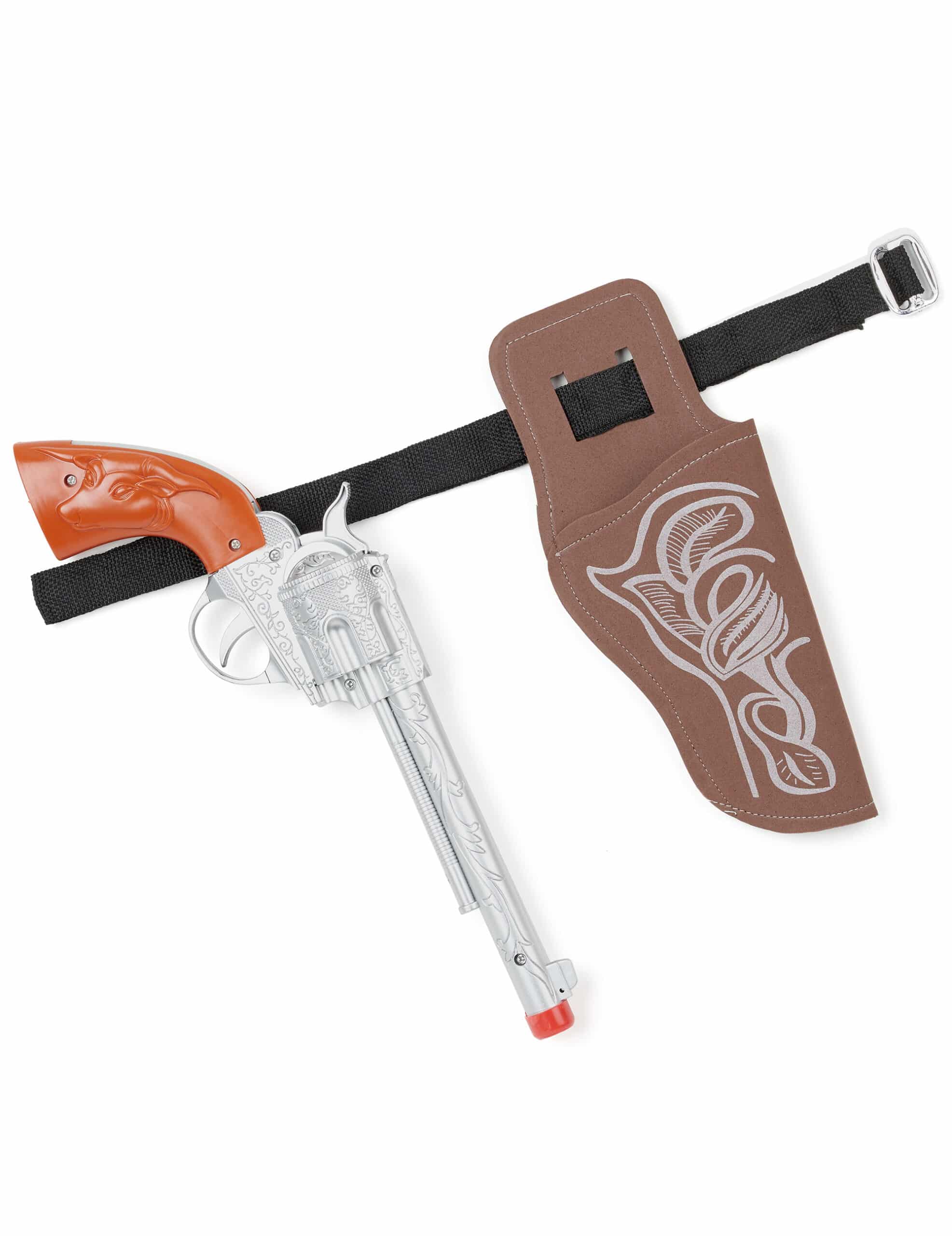 Cowboy Revolver mit Holster für Kinder braun-silber-schwarz