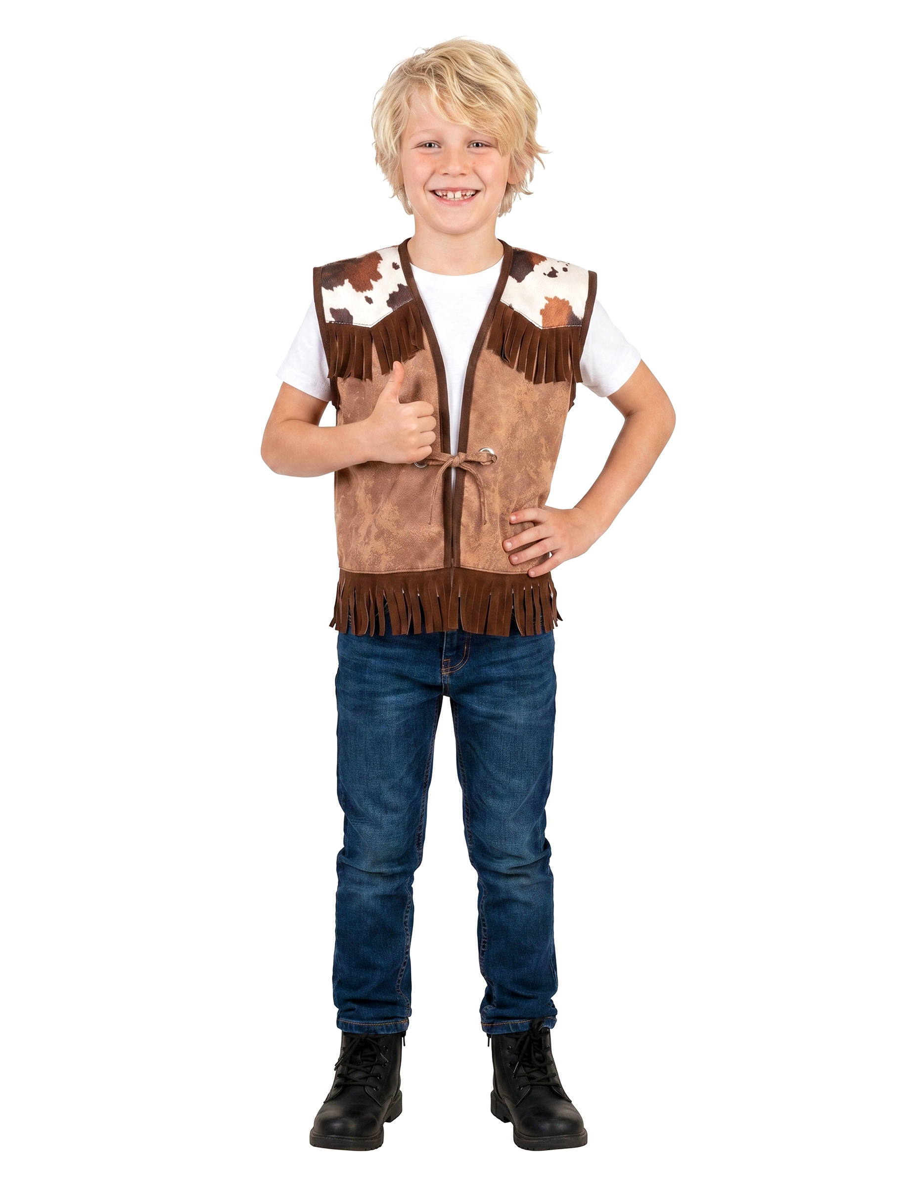 Cowboy-Weste für Kinder Kinderkostüm braun-weiss