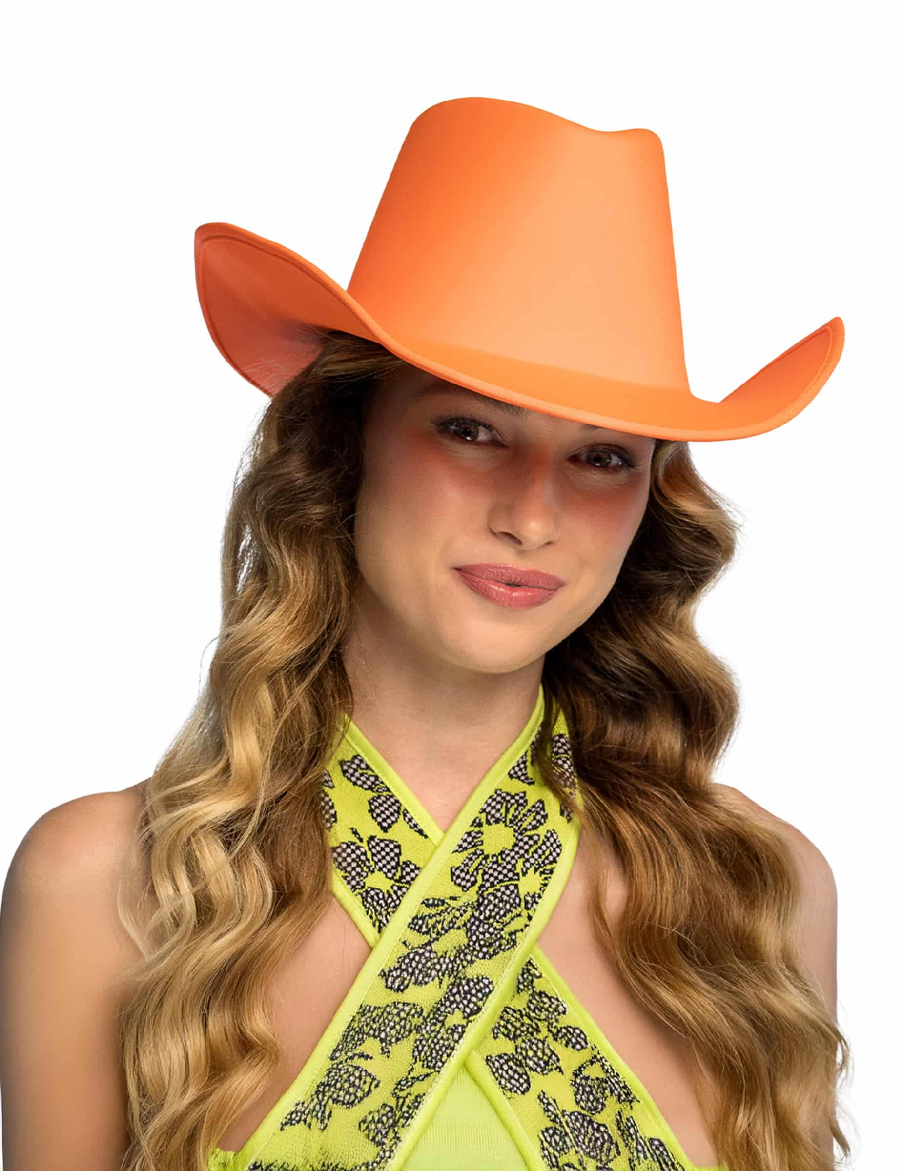 Cowboyhut Neon Orange für Erwachsene