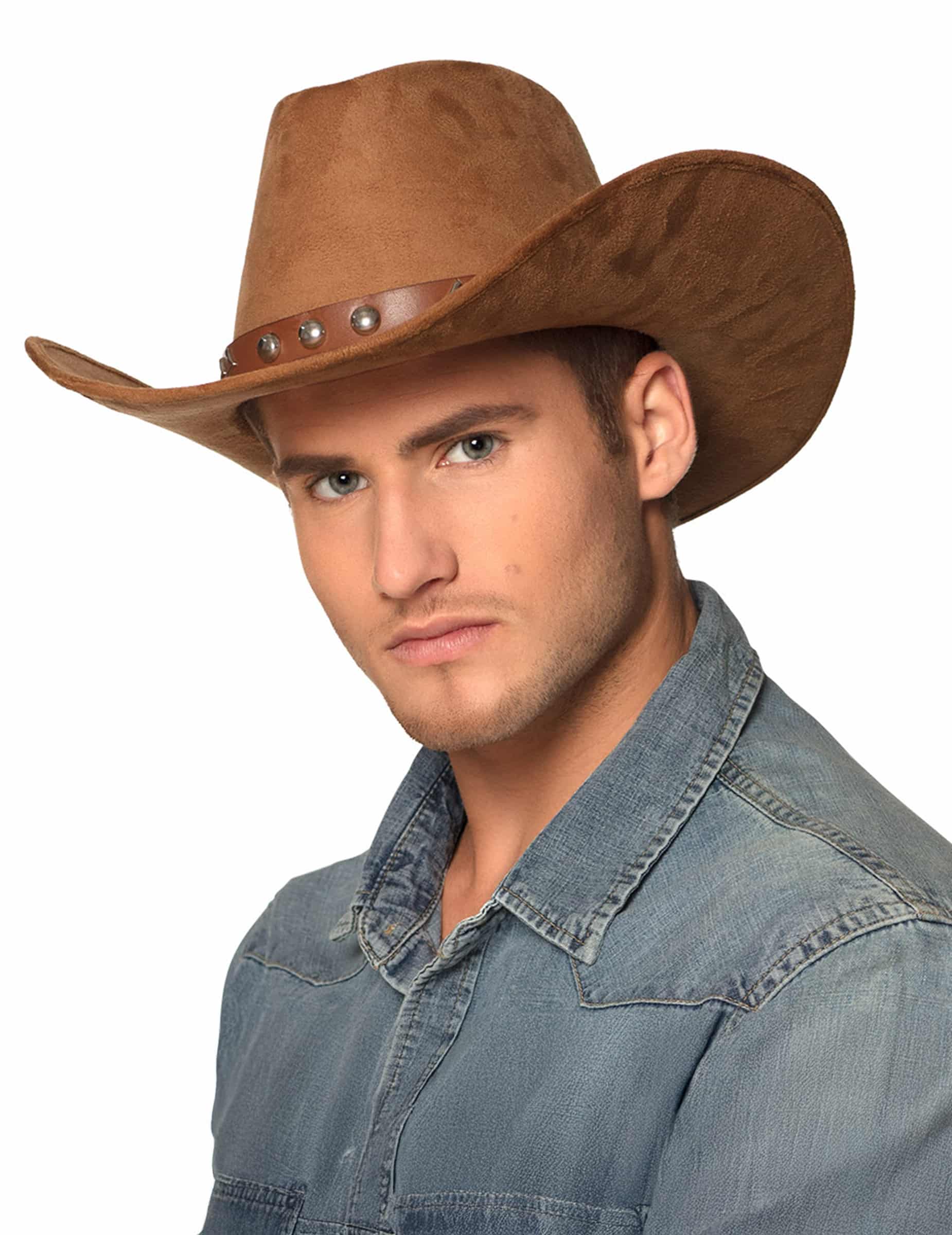 Cowboyhut Wildlederoptik Braun für Erwachsene