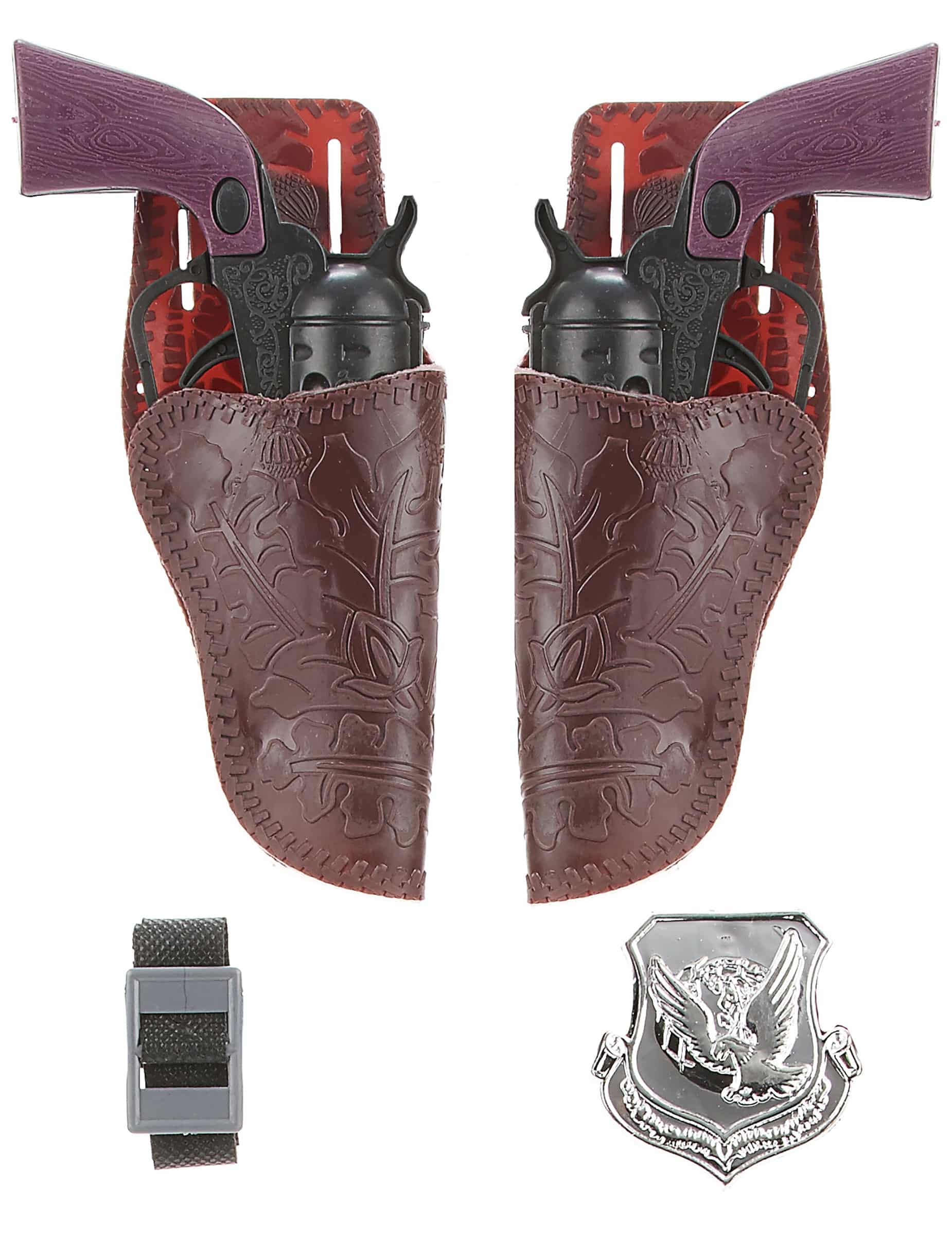 Cowboypistolen-Set Western-Set weinrot-schwarz-silber