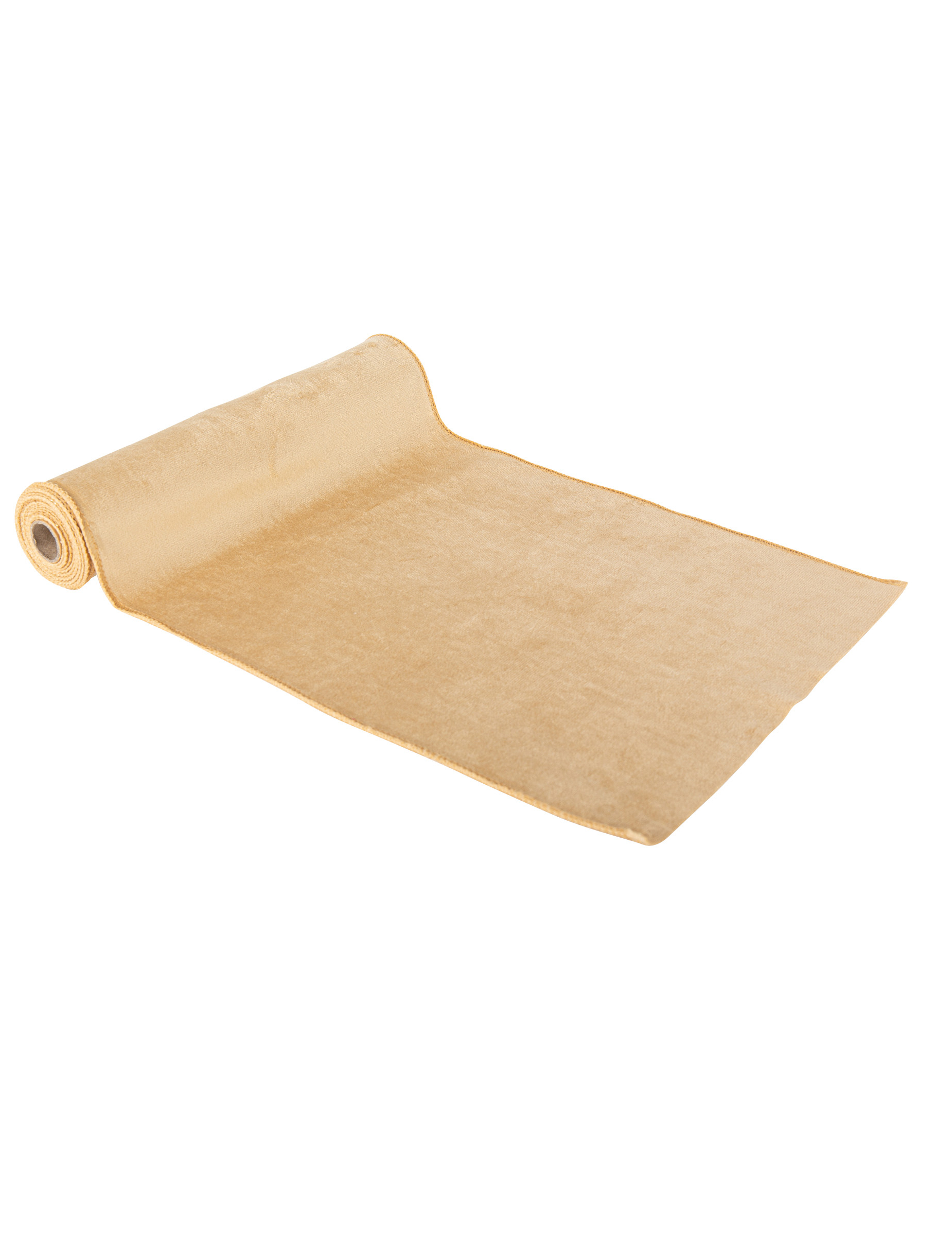 Cremefarbener Samt-Tischläufer 28 cm x 3 m - Waschbar + Wiederverwendbar