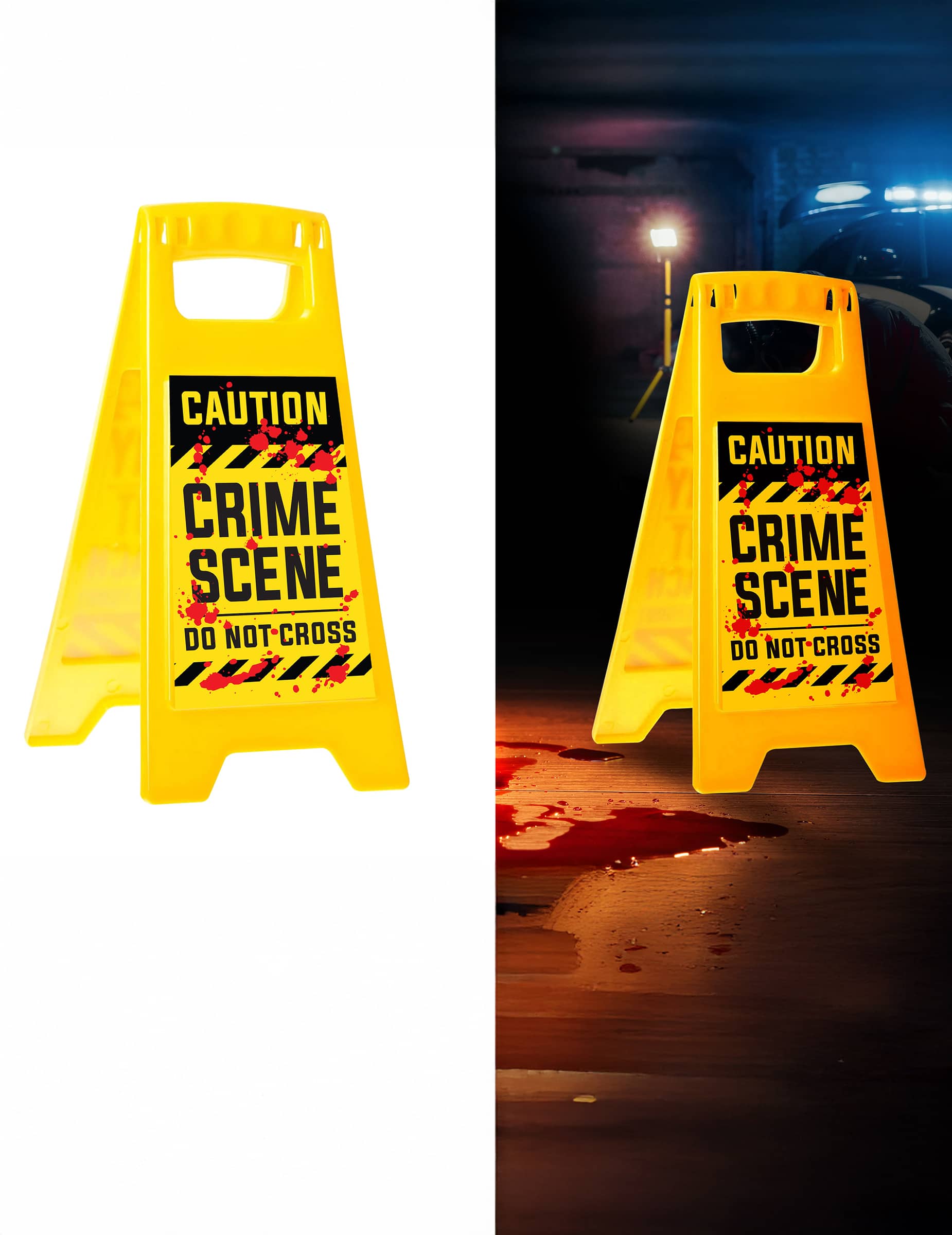 Crime Scene Deko Schild gelbe Polizeisperre für Halloween + Partydeko
