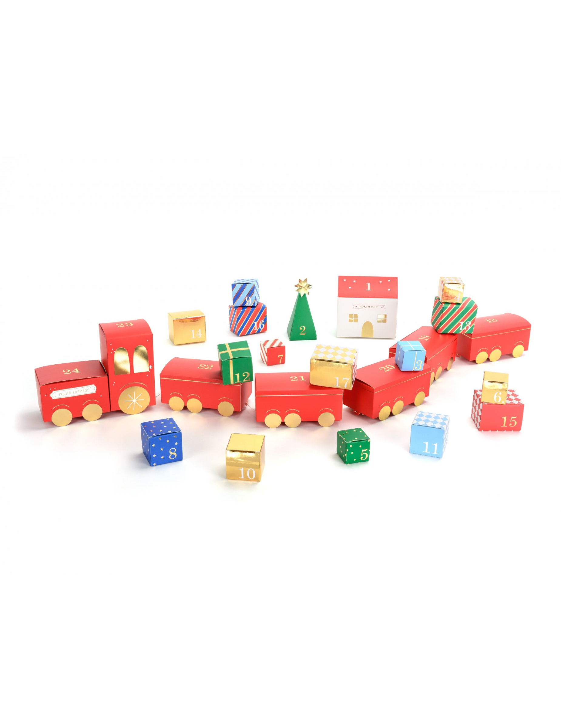 DIY Adventskalender-Set Weihnachtszug mit 24 Schachteln