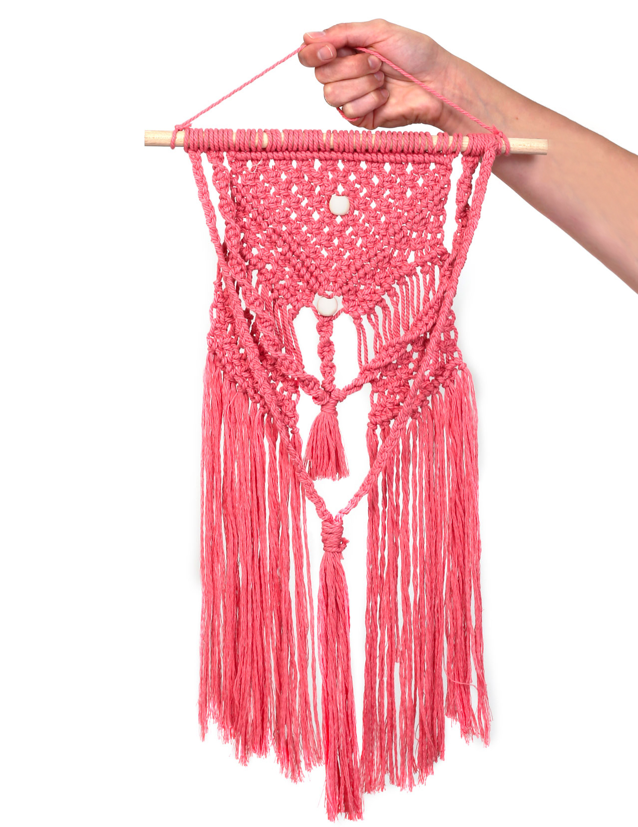 DIY Makramee Wandbehang Kit Rosa 30 x 50 cm Boho Baumwolle