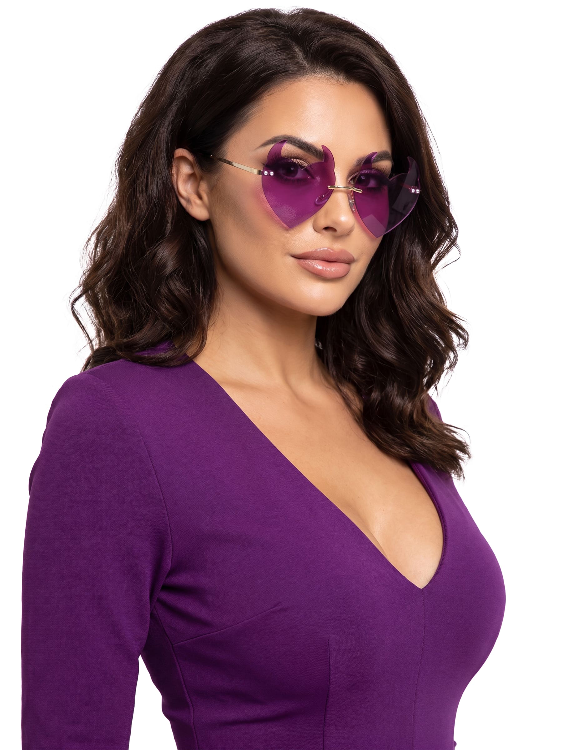 Dämonische Herzchen Brille lila Erwachsene Halloween