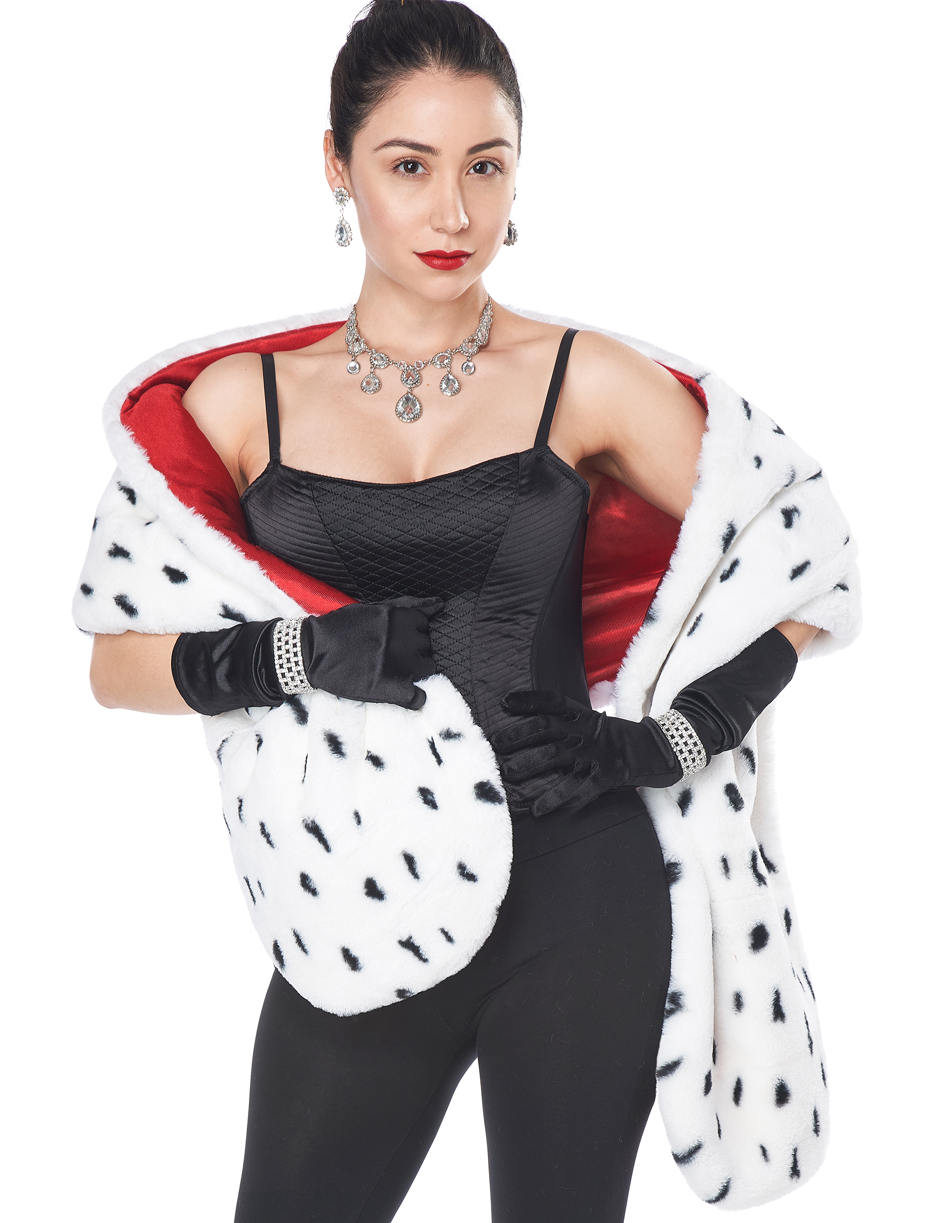 Dalmatiner-Schal Faschings-Accessoire weiss-schwarz