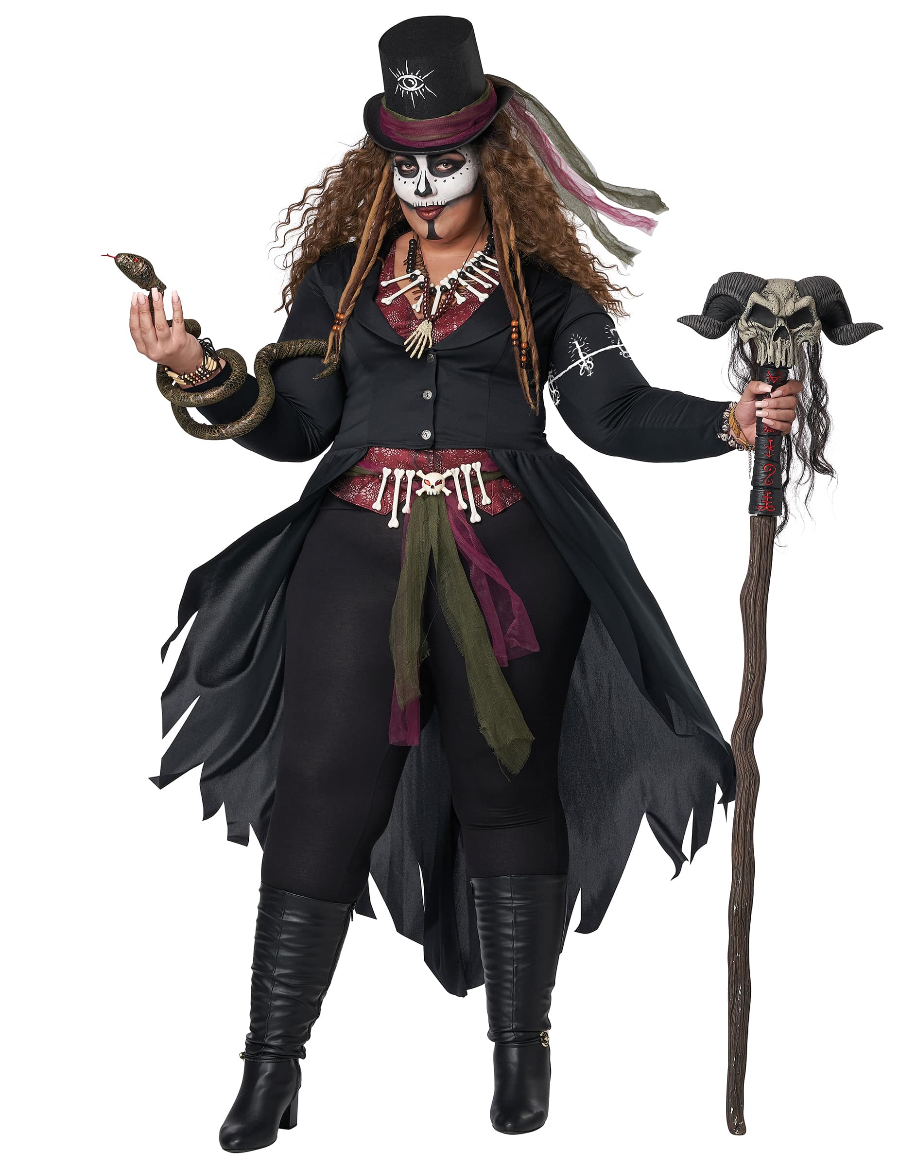 Damen Plus Size Voodoo Magierin Kostüm