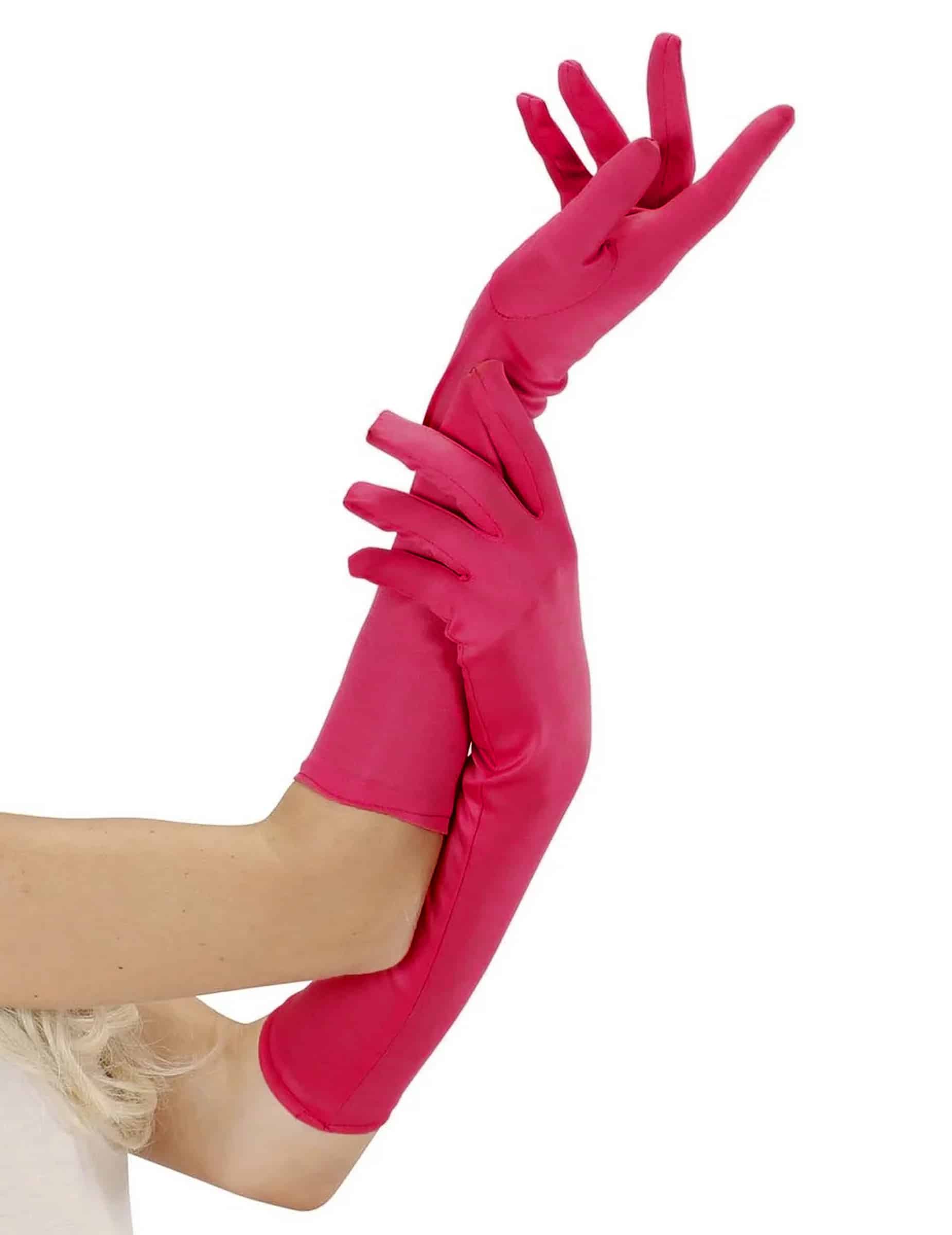 Damenhandschuhe lang Kostümaccessoire fuchsiafarbe