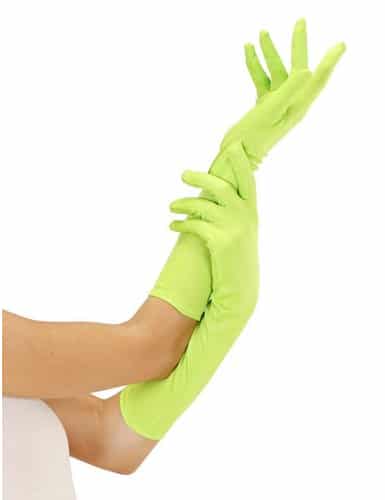 Damenhandschuhe lang Kostümaccessoire neongrün