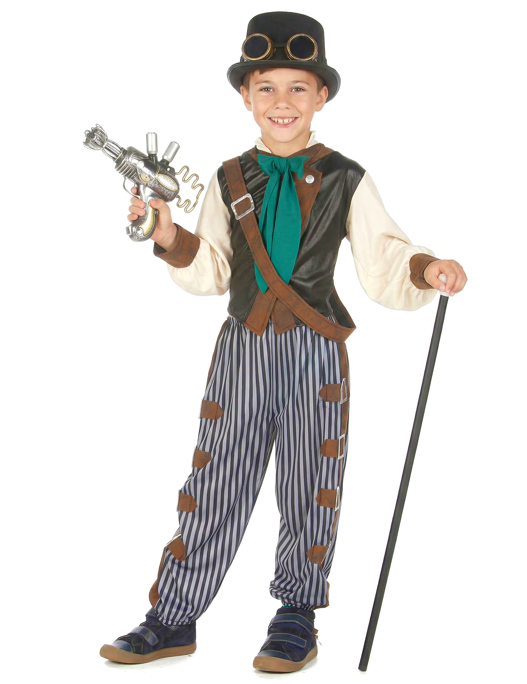 Dandy-Kostüm für Jungen Steampunk Faschingskostüm grau-weiss-braun