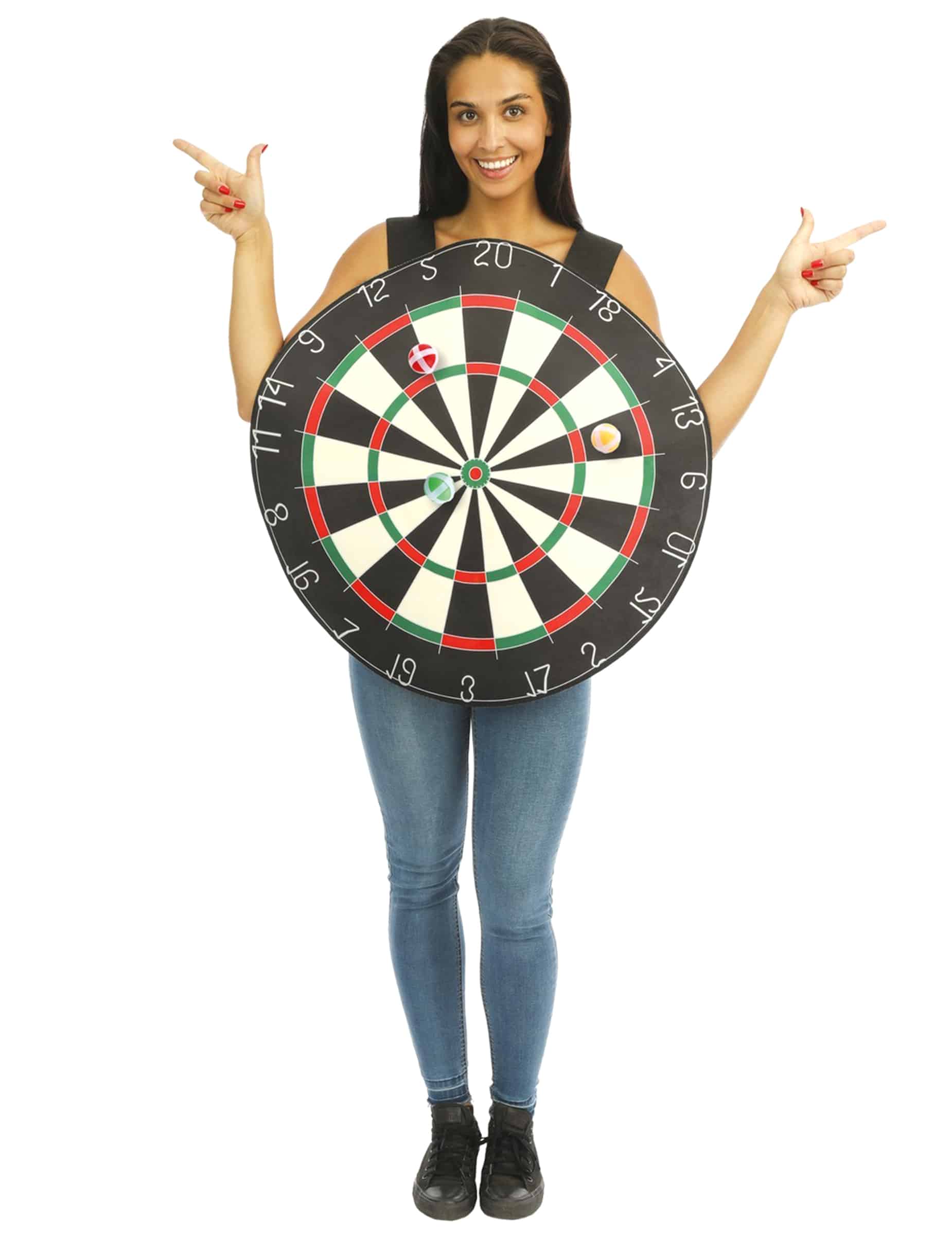 Dartscheiben-Kostüm mit 3 Klettbällen für Erwachsene