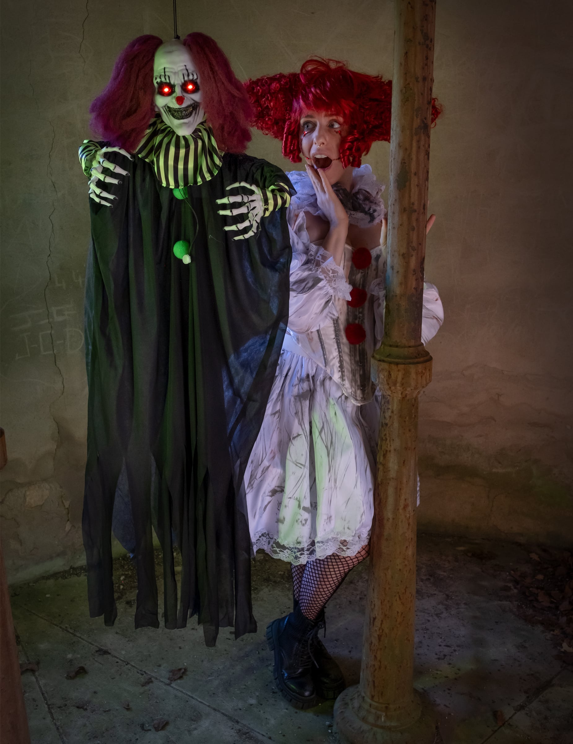 Deko Horrorclown hängend und animiert 130 cm