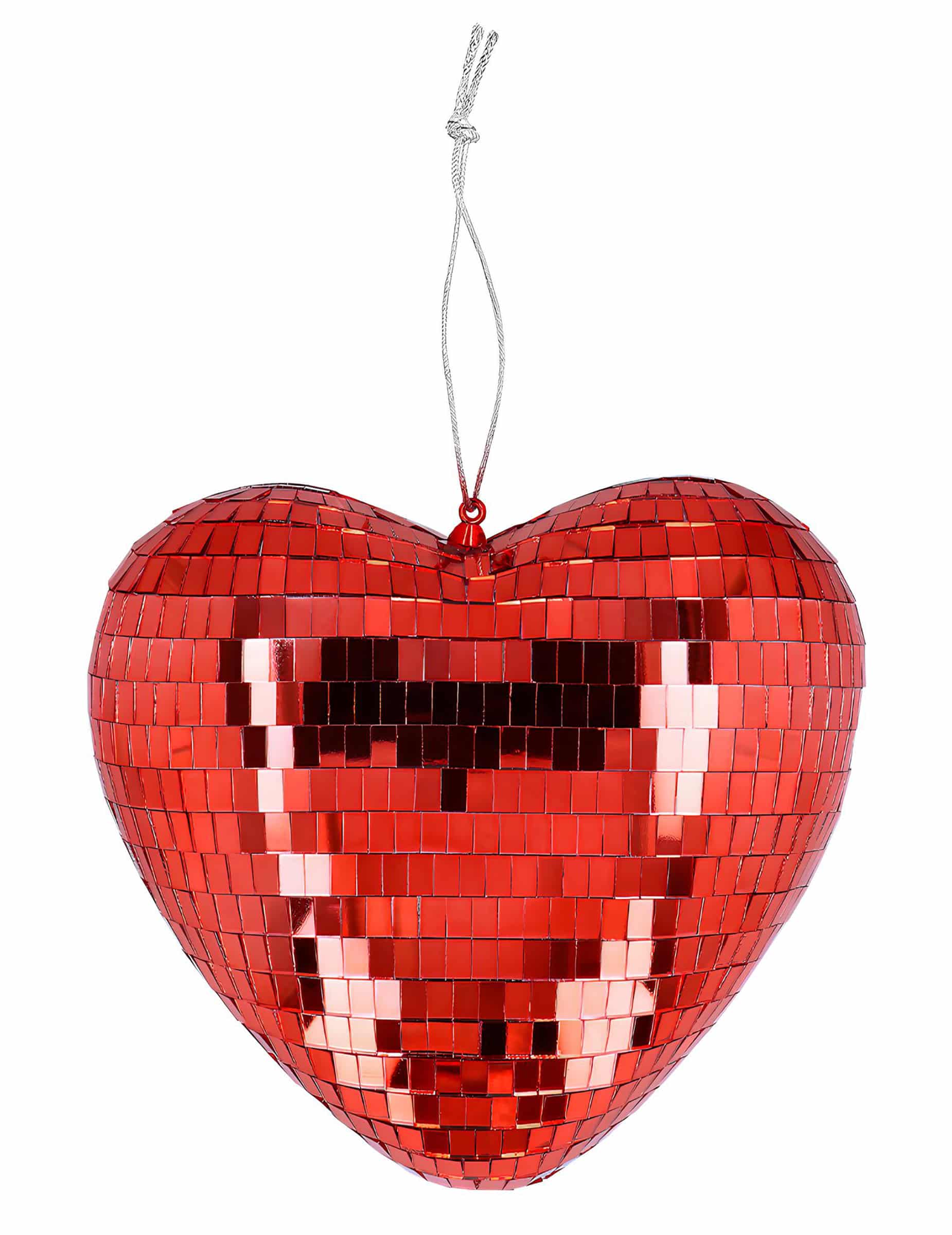 Deko Kugel Herz Rot Disco Herzball 19 cm