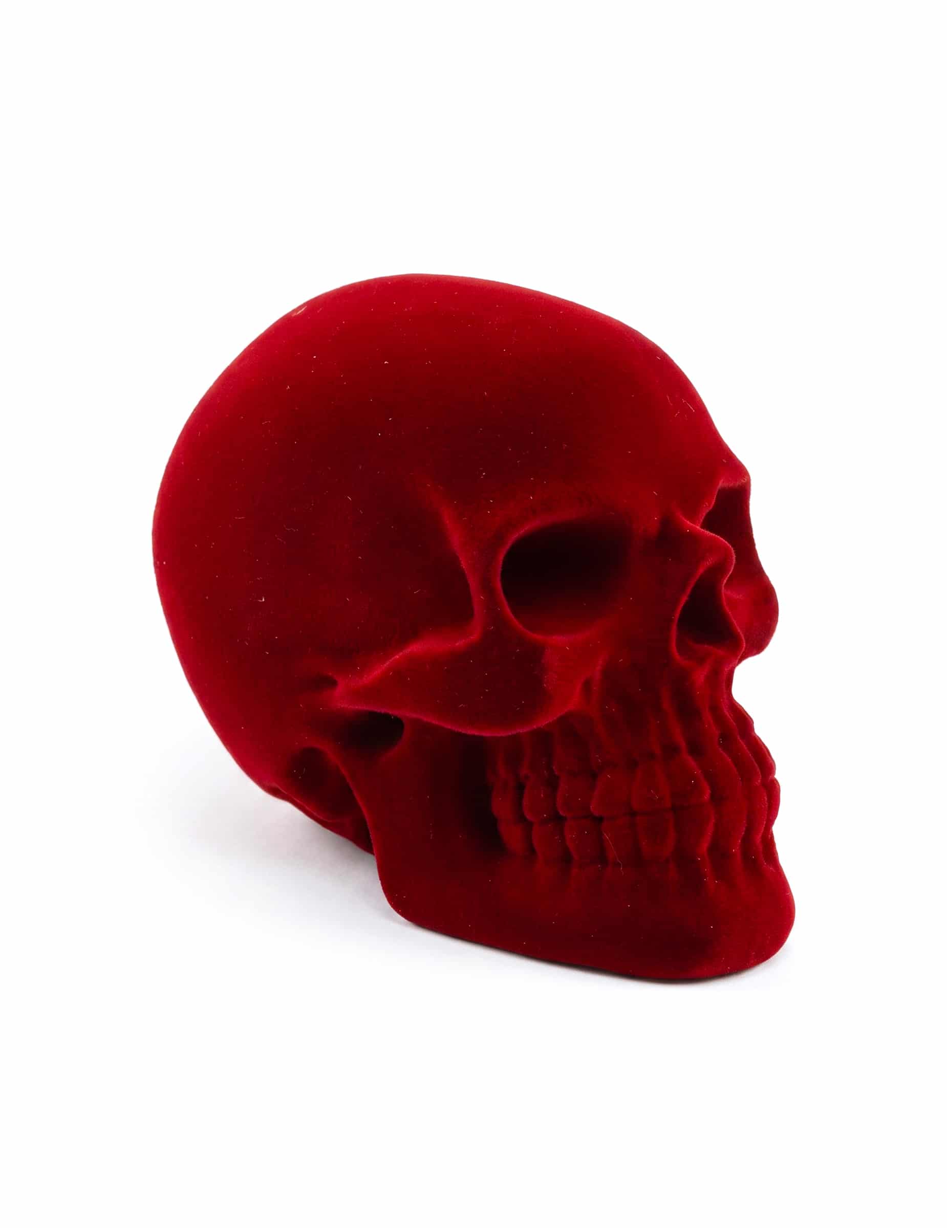 Deko-Totenkopf aus Resine mit Samt-Effekt Bordeaux 9