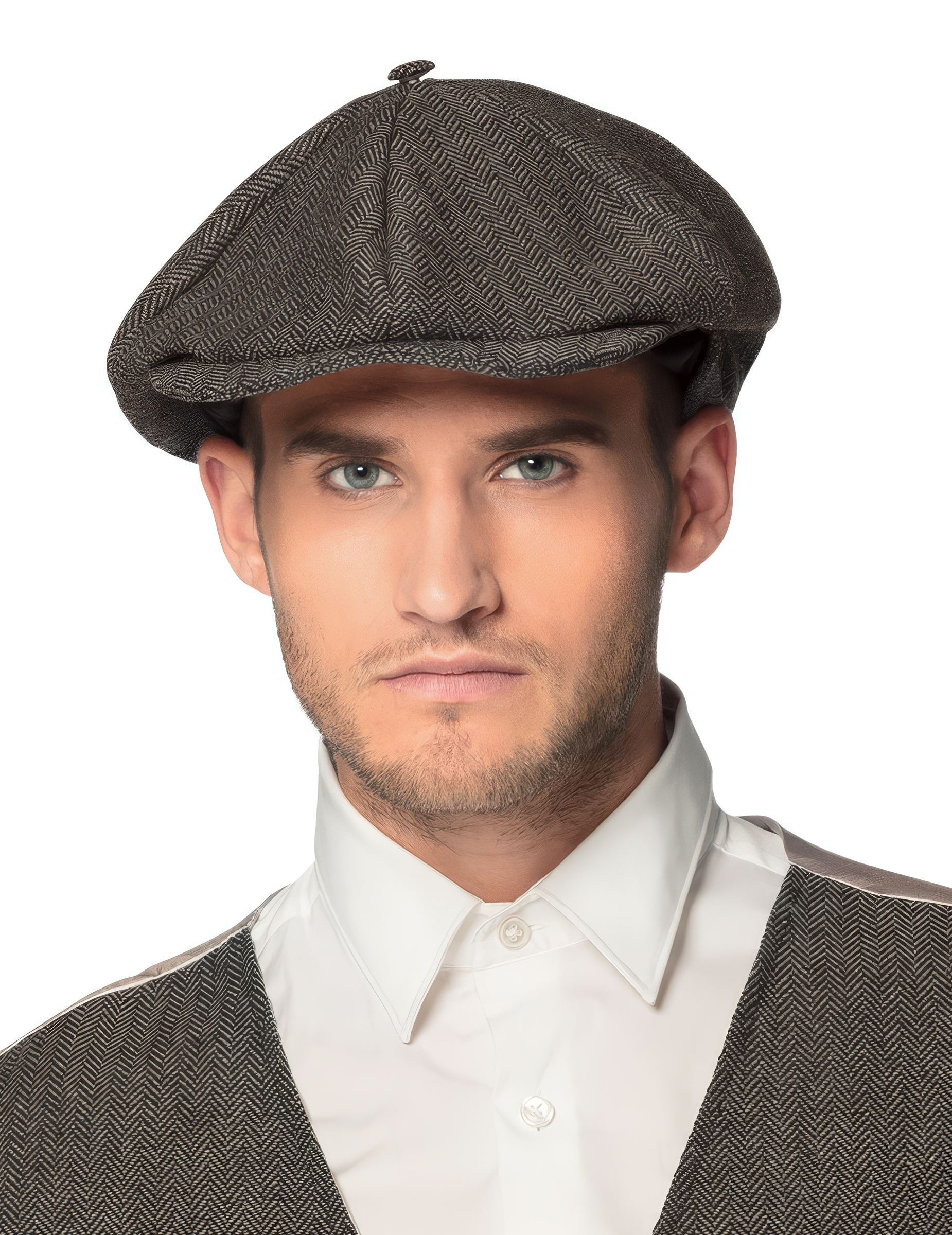 Detektiv-Mütze Flatcap für Herren Accessoire grau