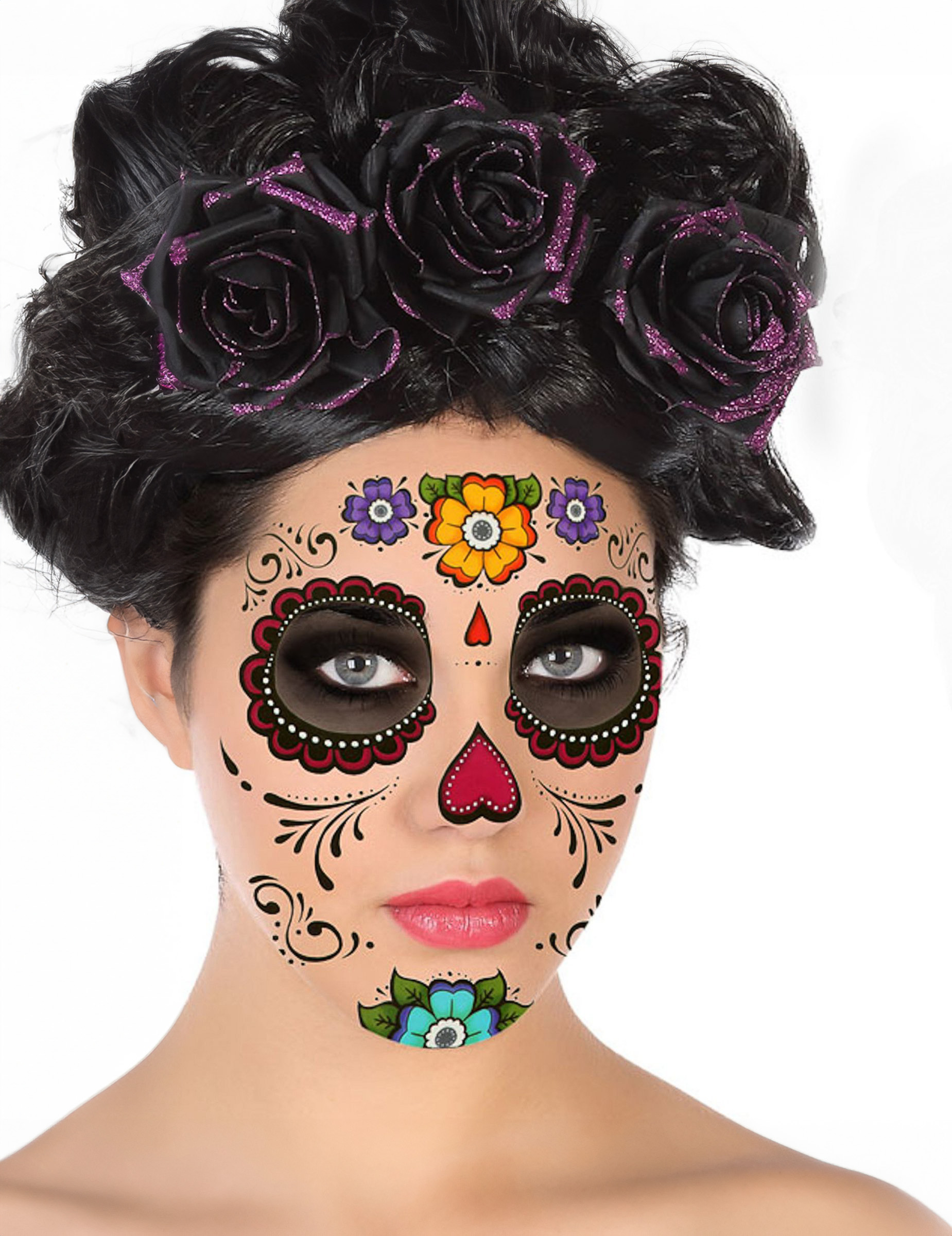 Día de los Muertos-Gesichtstattoos Make-up bunt