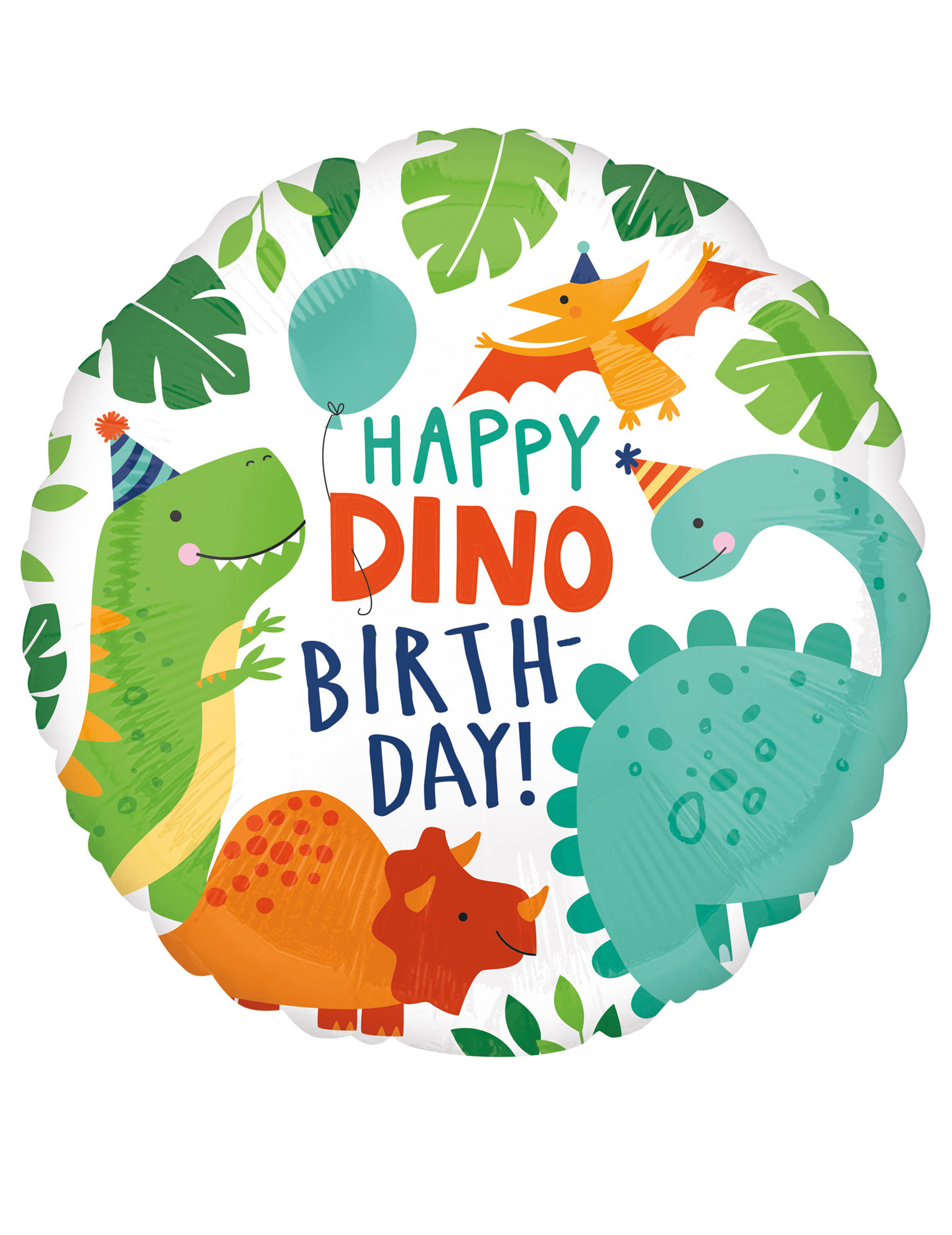 Dinosaurier Happy Birthday Folienballon 43 cm rund