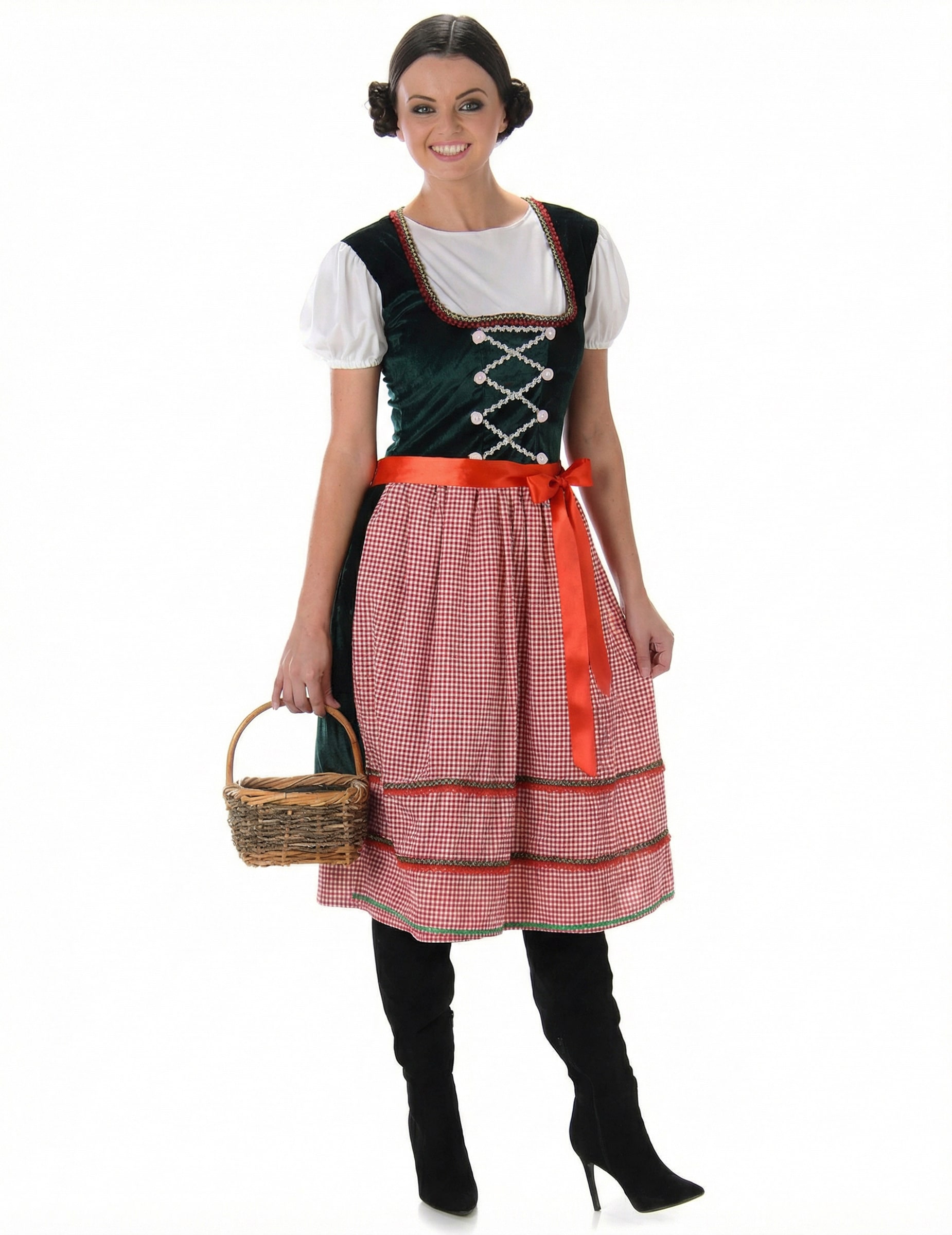 Dirndl-Kostüm Bayerin-Damenkostüm Tracht grün-rot-weiss