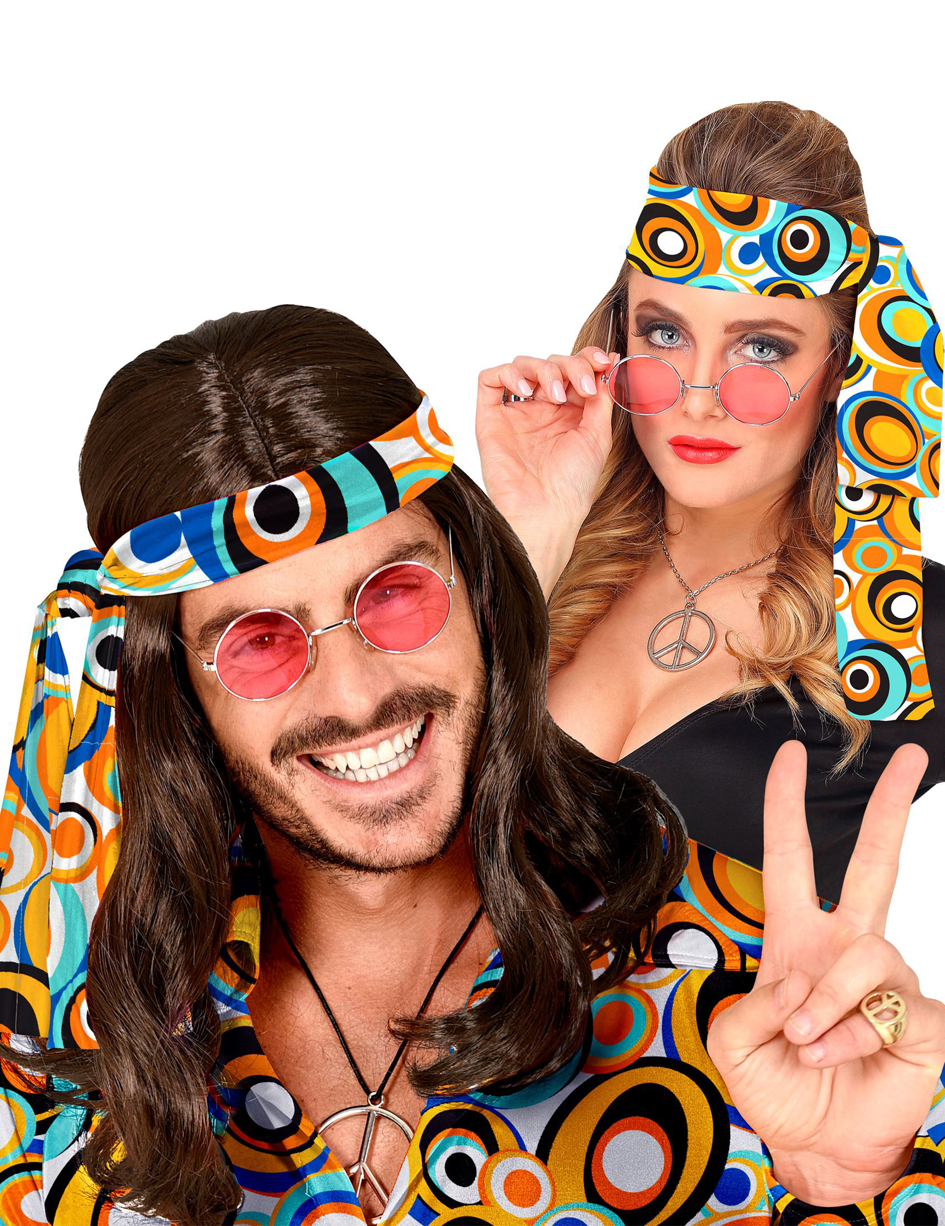 Disco-Haarband 70er Accessoire bunt