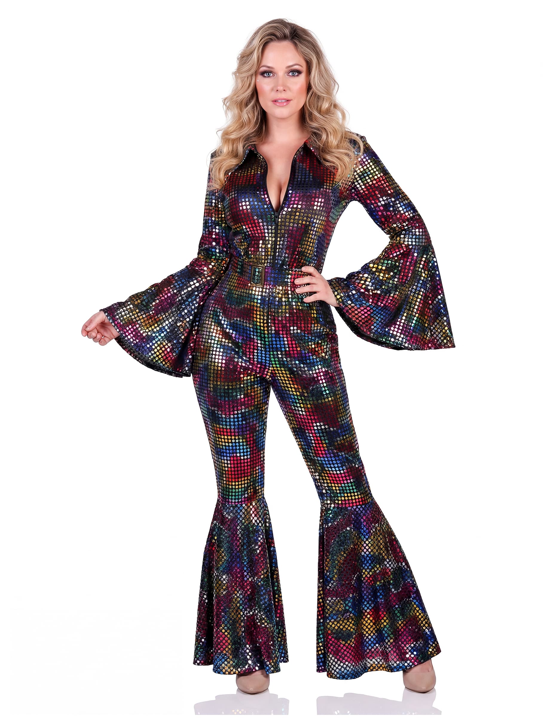 Disco Jumpsuit Damen Bunt Damen Overall 70er Jahre bunt
