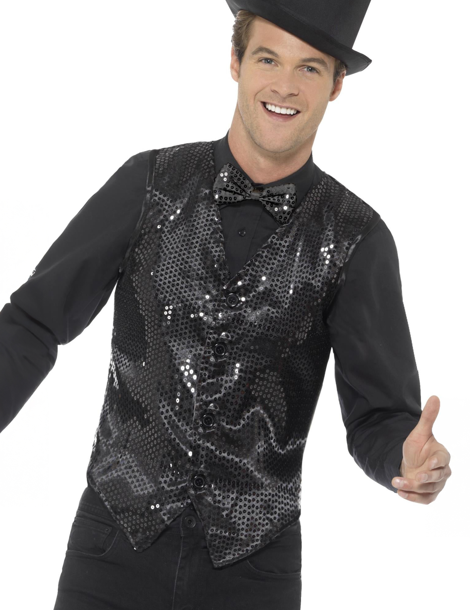 Disco Pailletten Weste schwarz