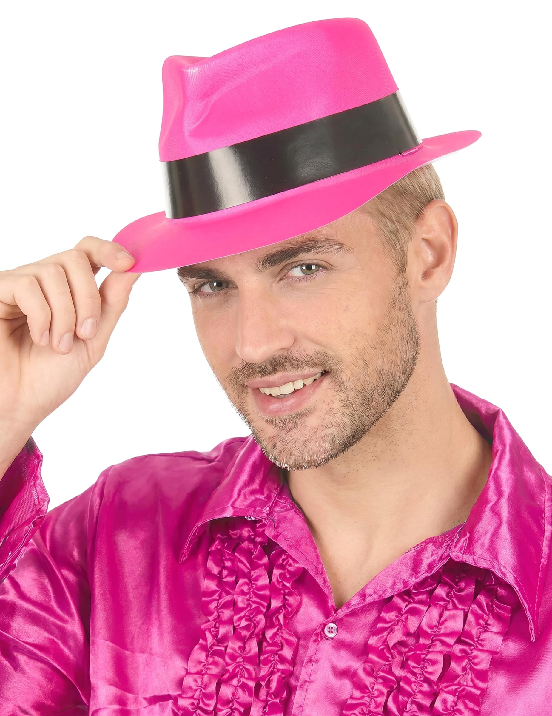 Disco Partyhut für Erwachsene neonpink