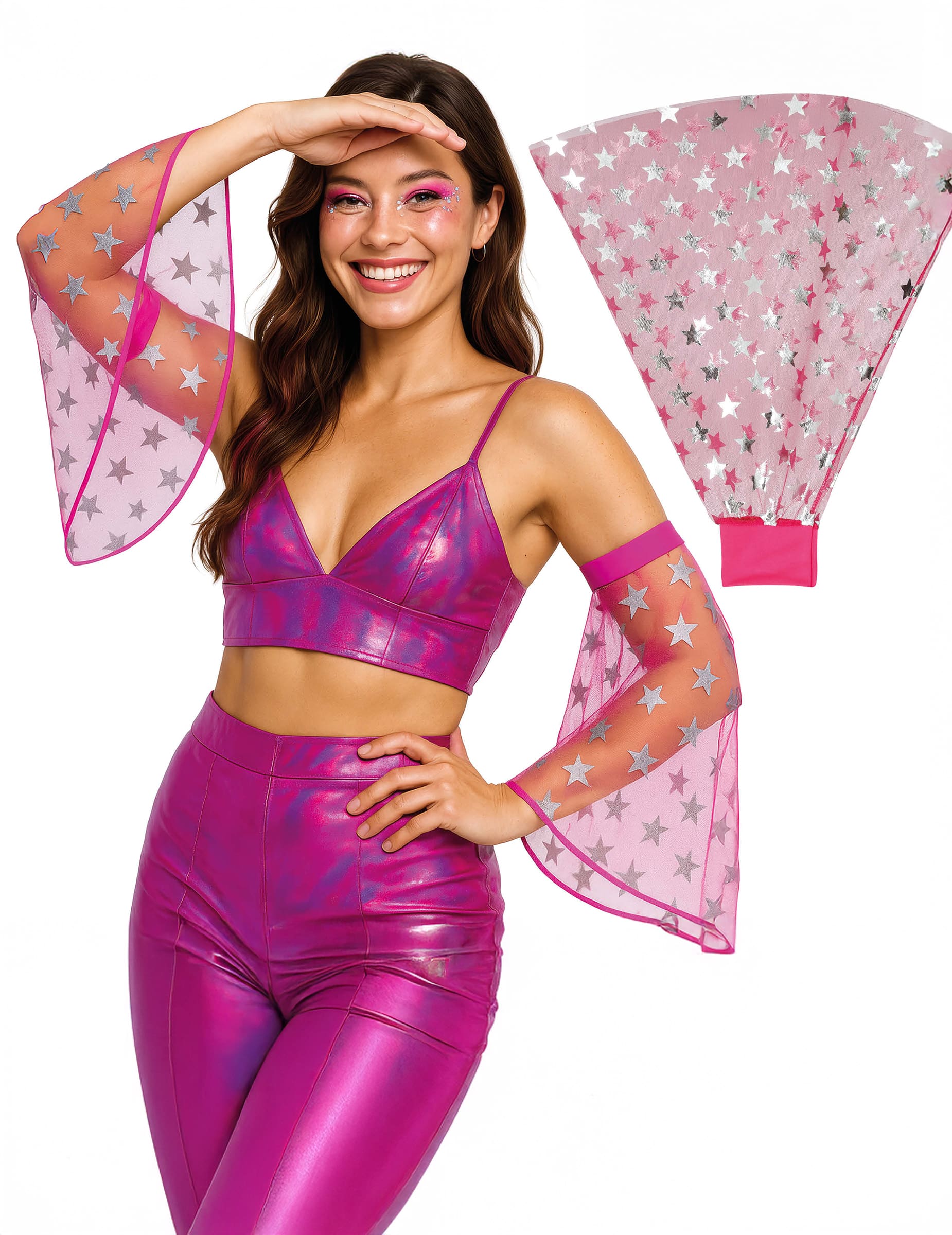 Disco-Stulpen rosa Sterne