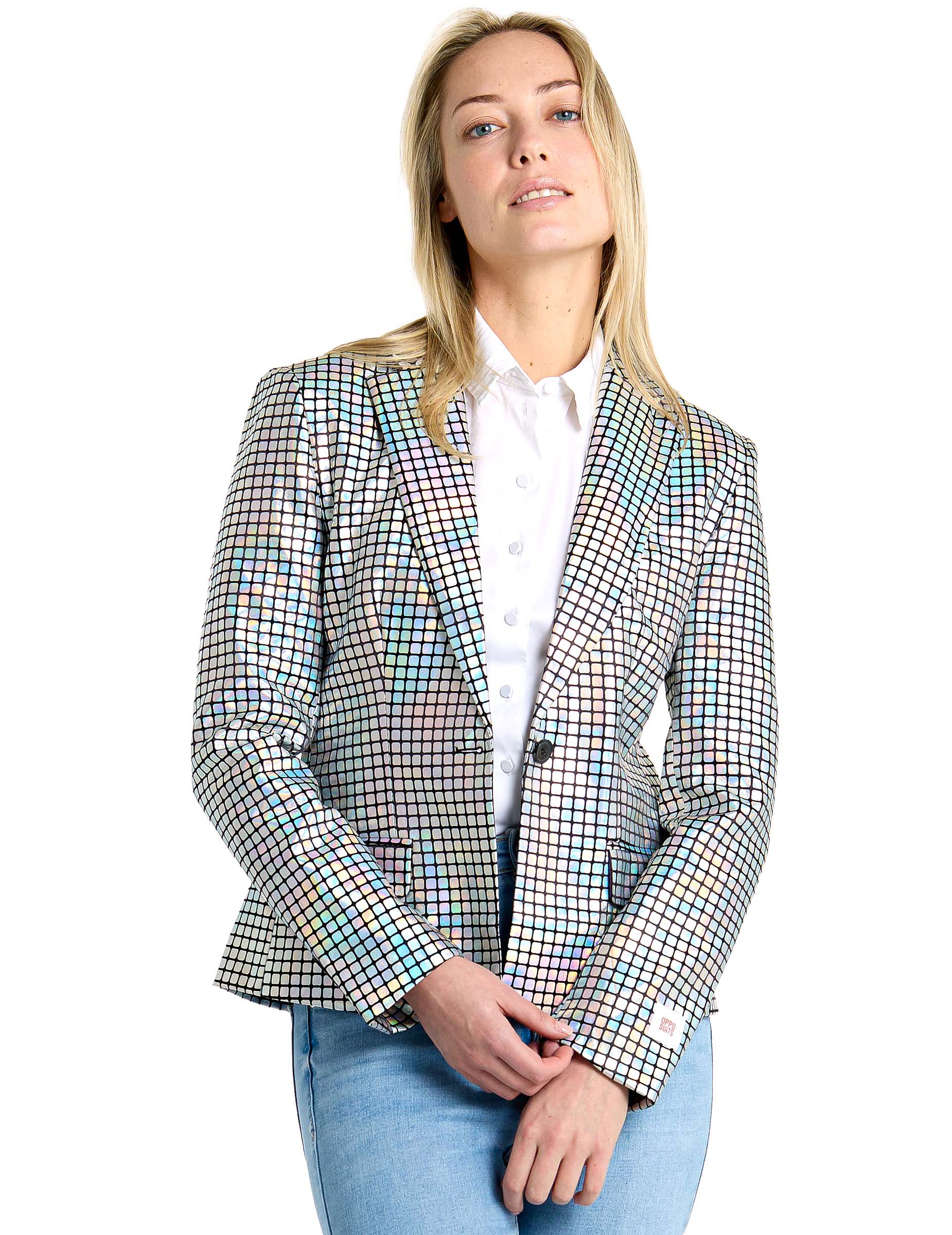 Discoballer Jacke Suitmeister Blazer für Damen silber