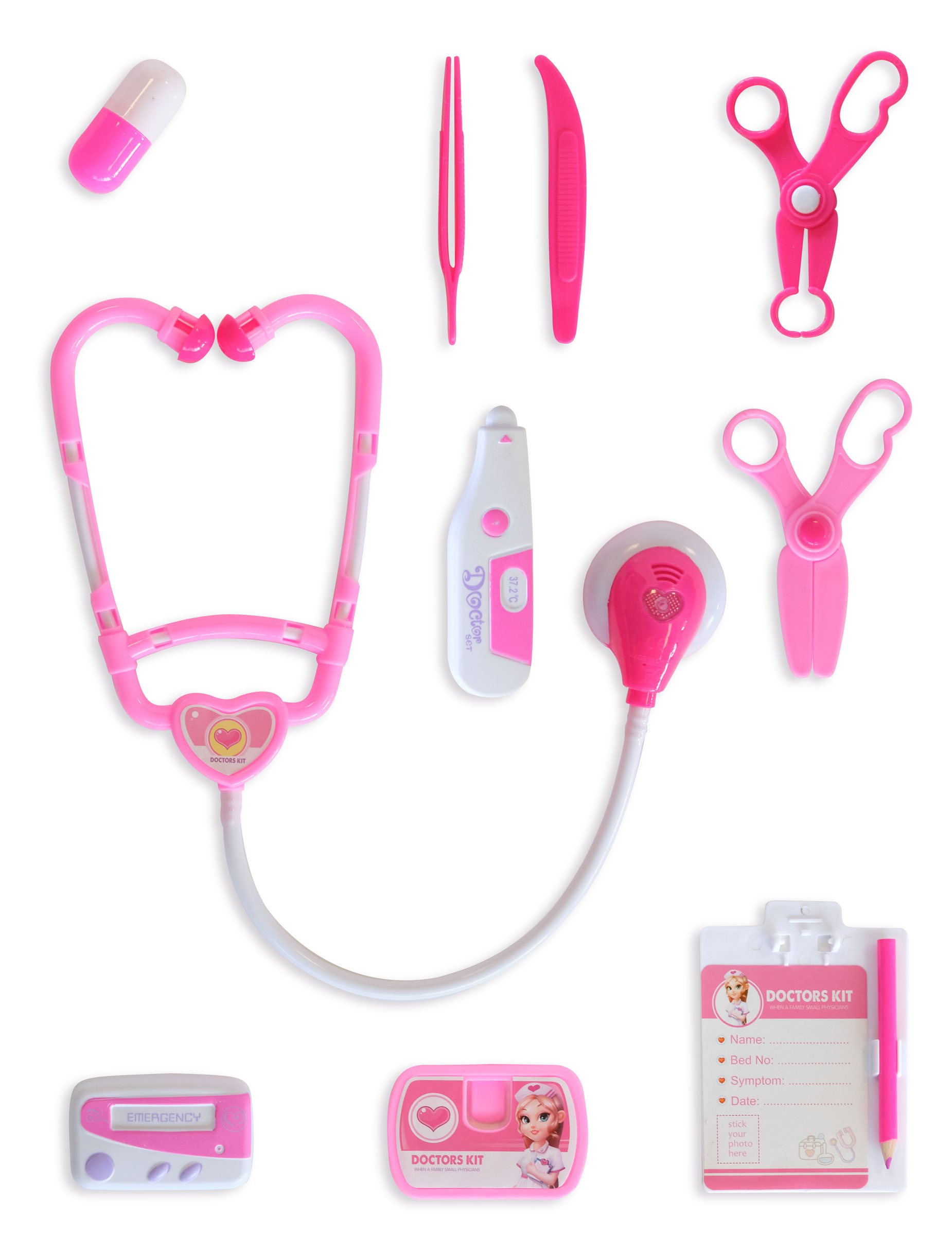 Doktor-Set für Kinder Spielzeug 10-teilig rosa