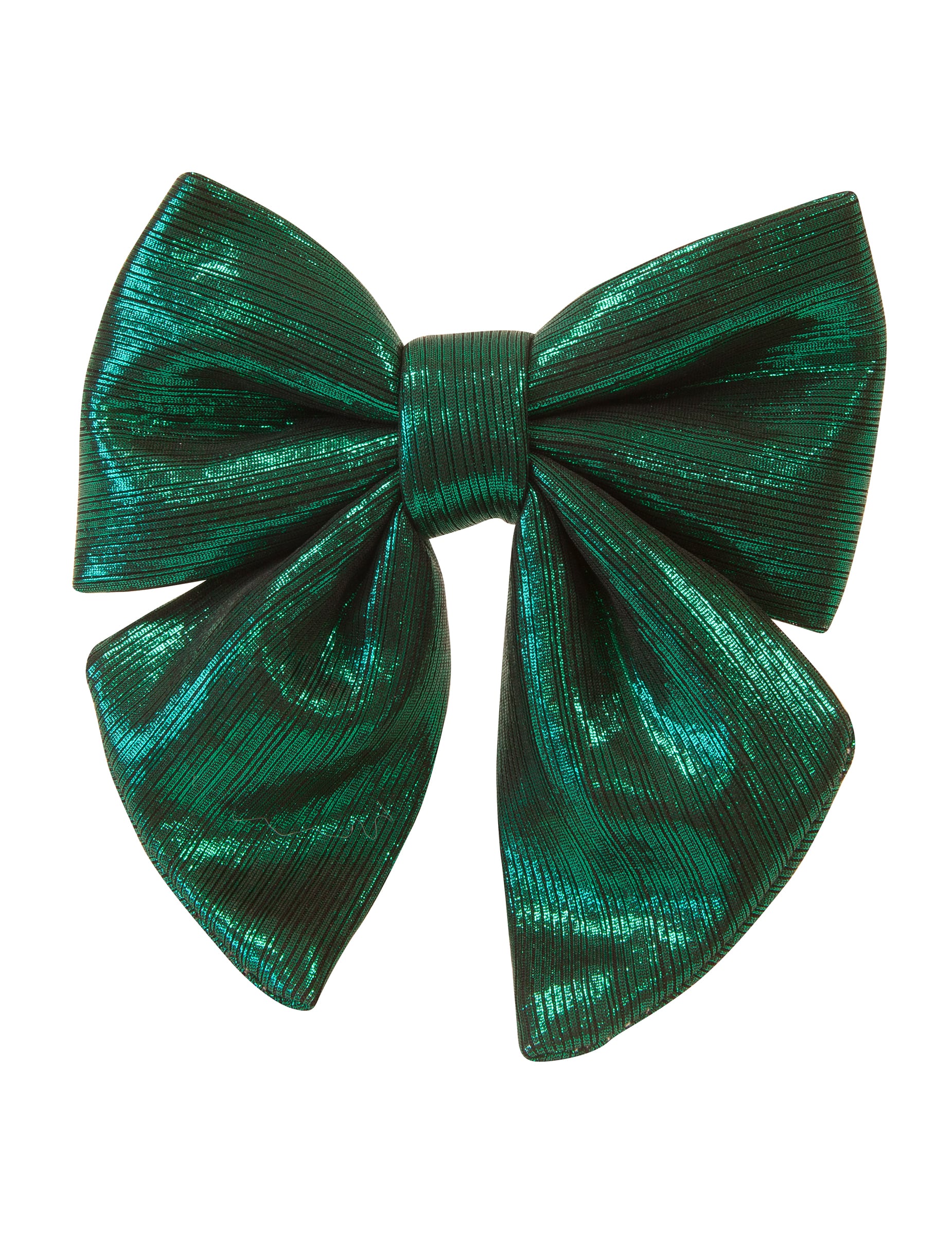 Dunkelgrüne Metallic-Stoffschleife 15 cm