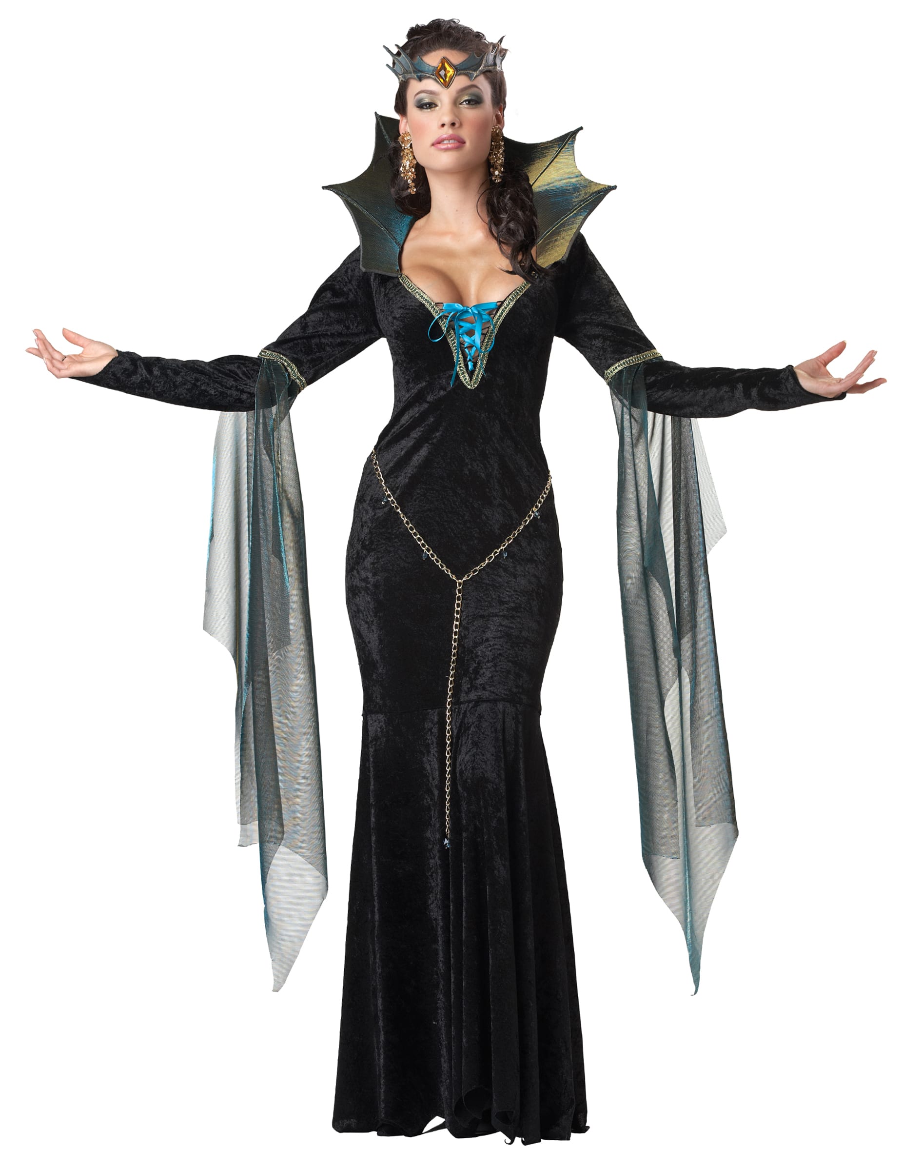 Dunkle Magierin Hexe Zauberin Halloween Damenkostüm schwarz-blau