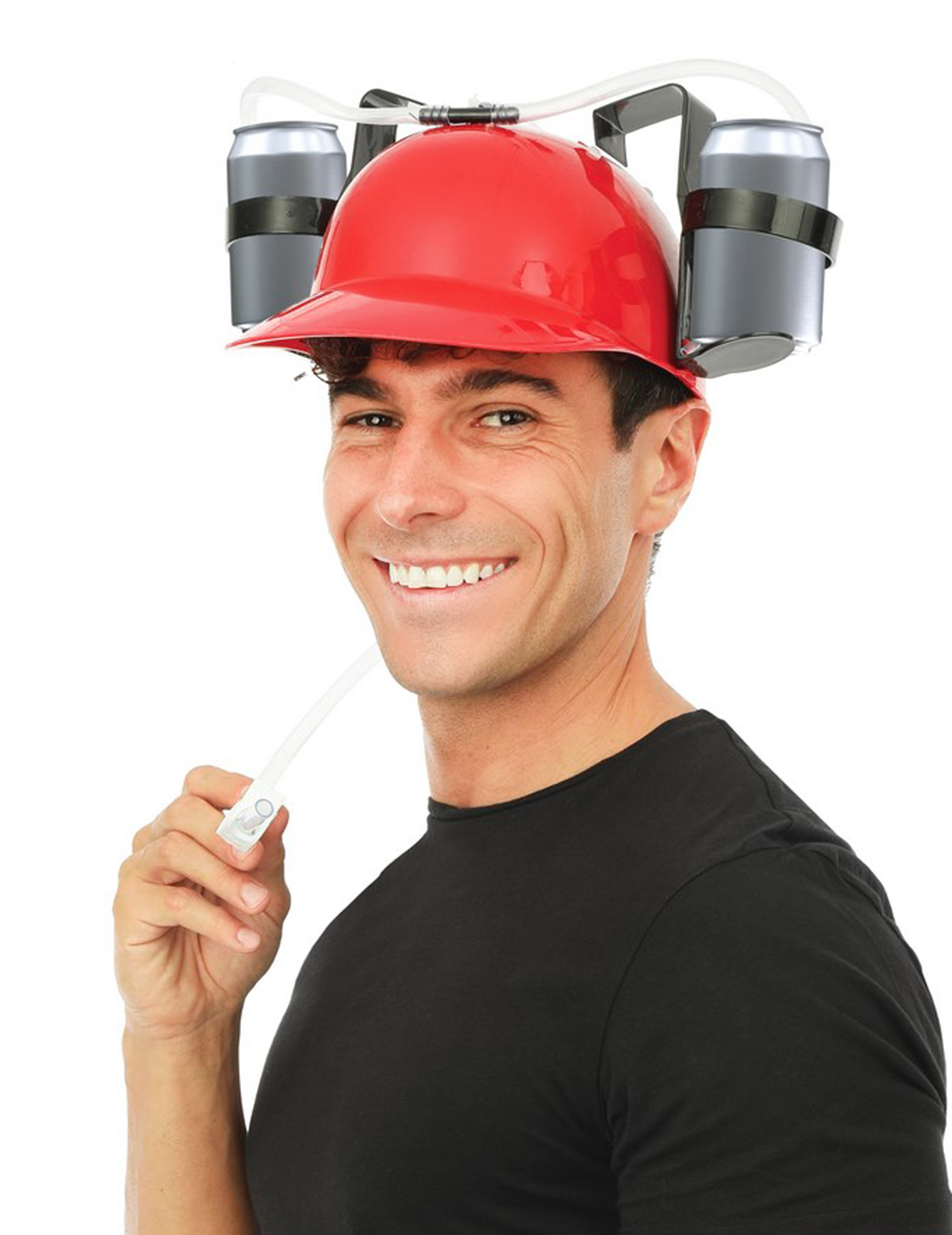 Durstlöscher-Helm für Erwachsene rot-schwarz
