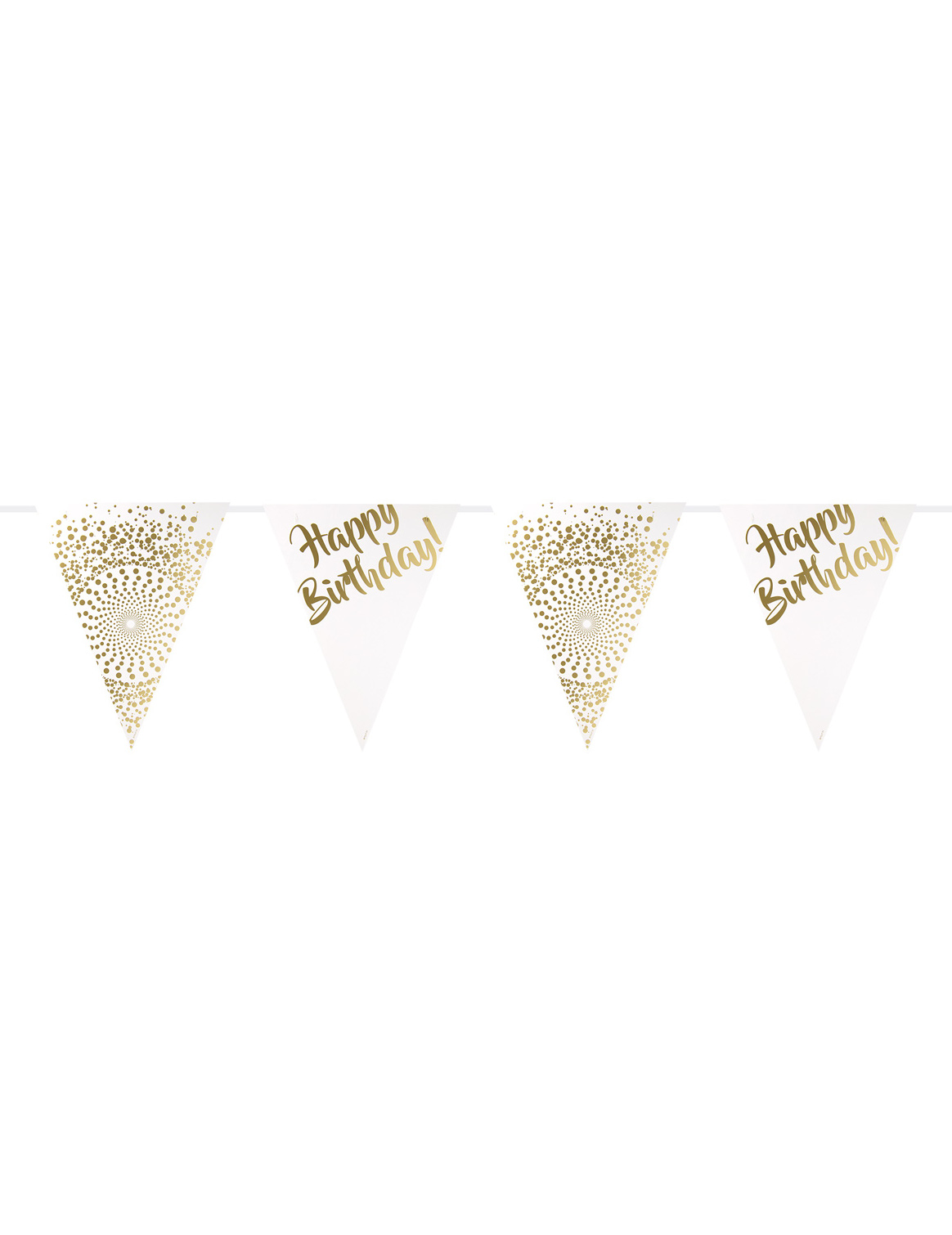 Edle Geburtstagsgirlande Happy Birthday gold-weiss 6m