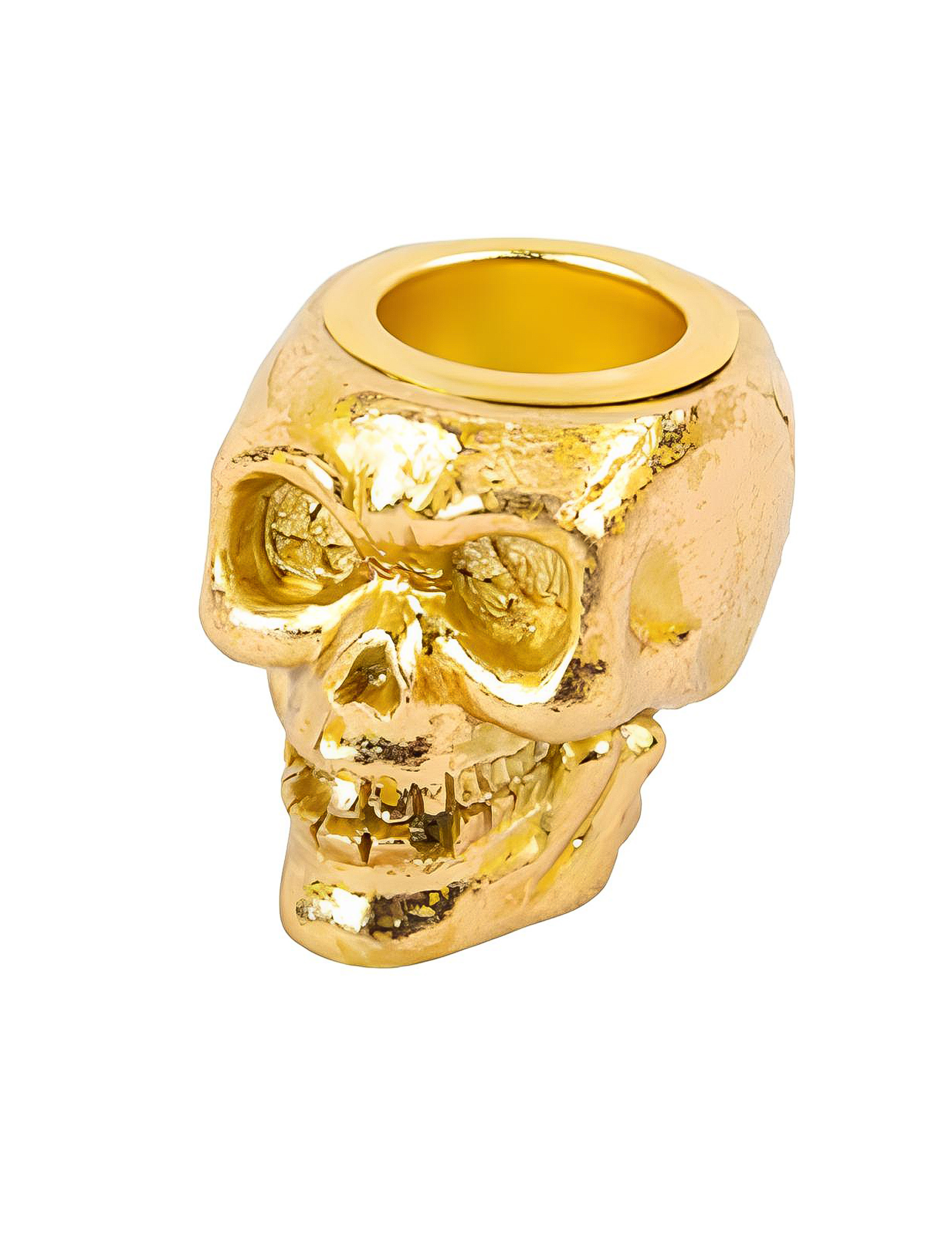 Edler Totenkopf-Kerzenhalter Partydeko Halloweendeko gold 4x4cm
