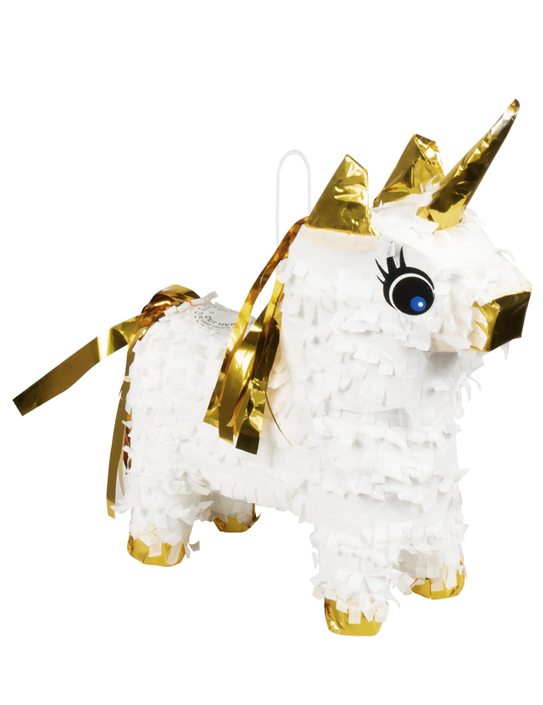 Einhorn Mini-Piñata weiß-goldfarben 21 x 17 cm