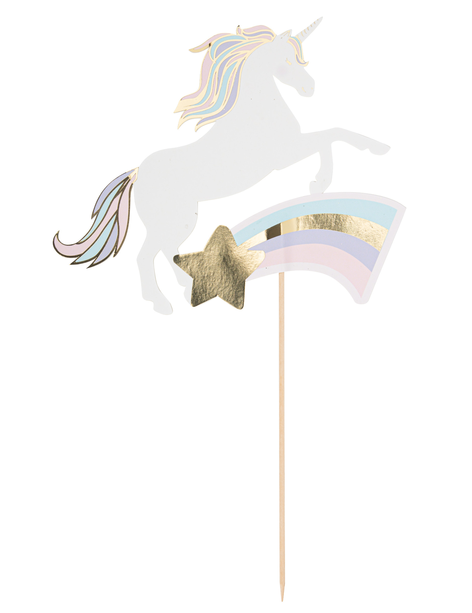 Einhorn-Tortenstecker in Pastell + Gold 18