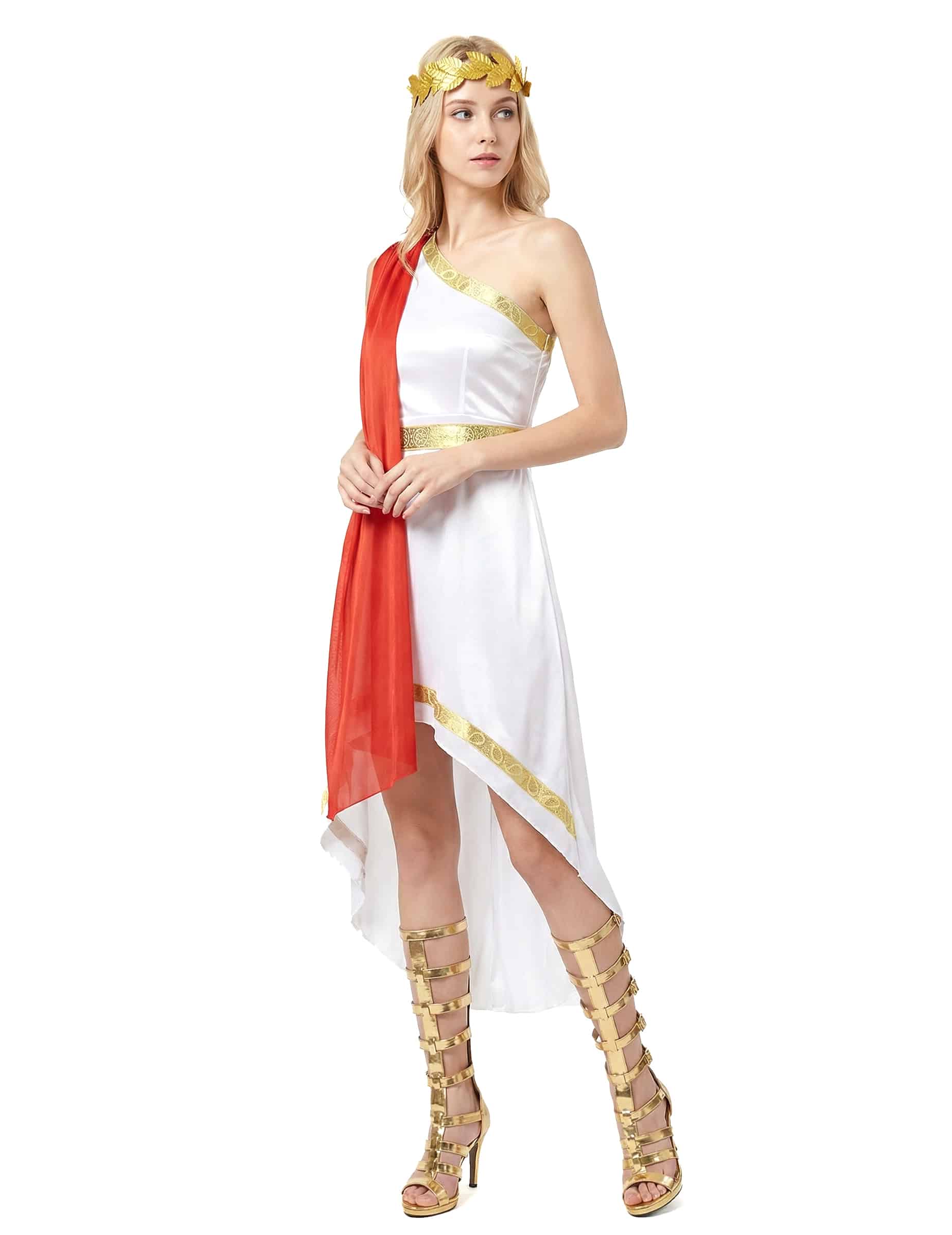 Elegante Römerin Damenkostüm weiss-rot-gold