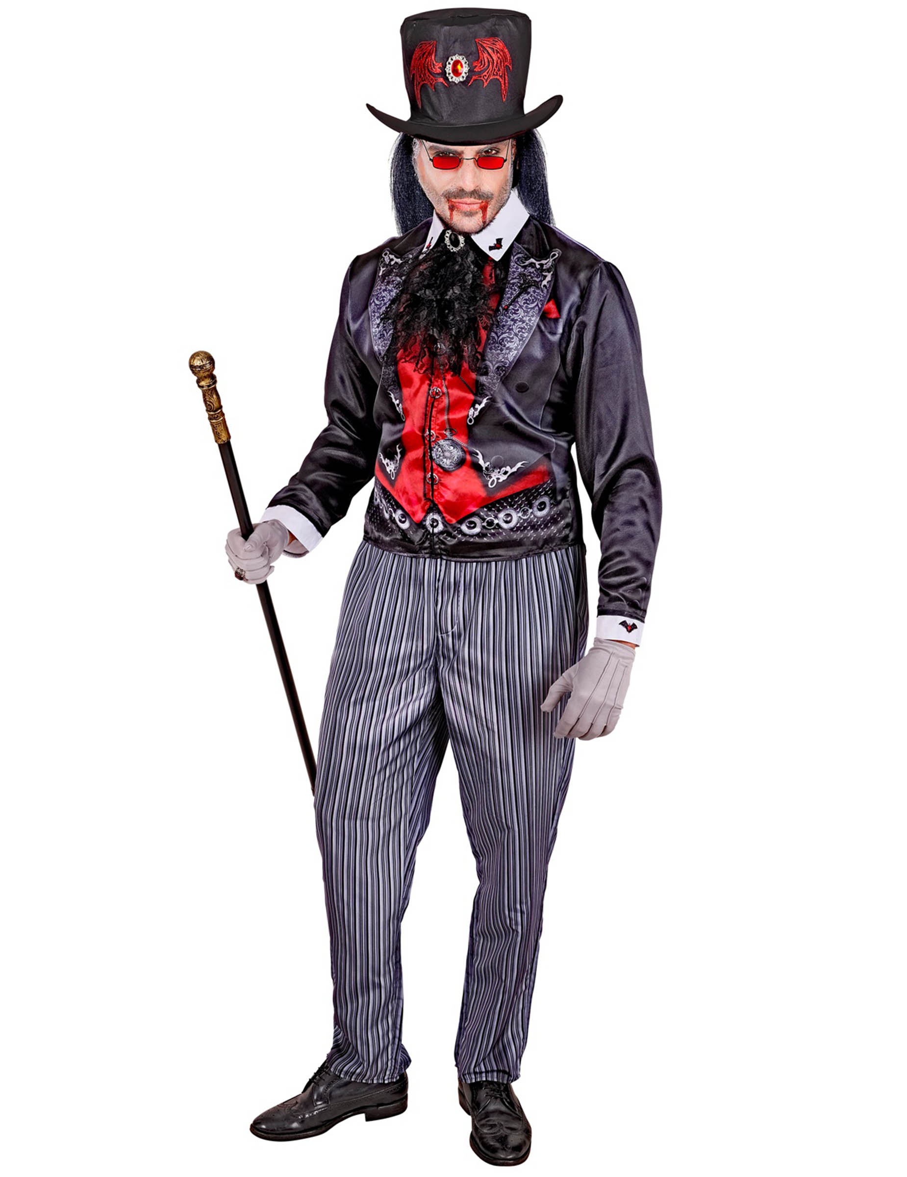 Eleganter Vampir Kostüm für Herren Schwarz Rot Halloween