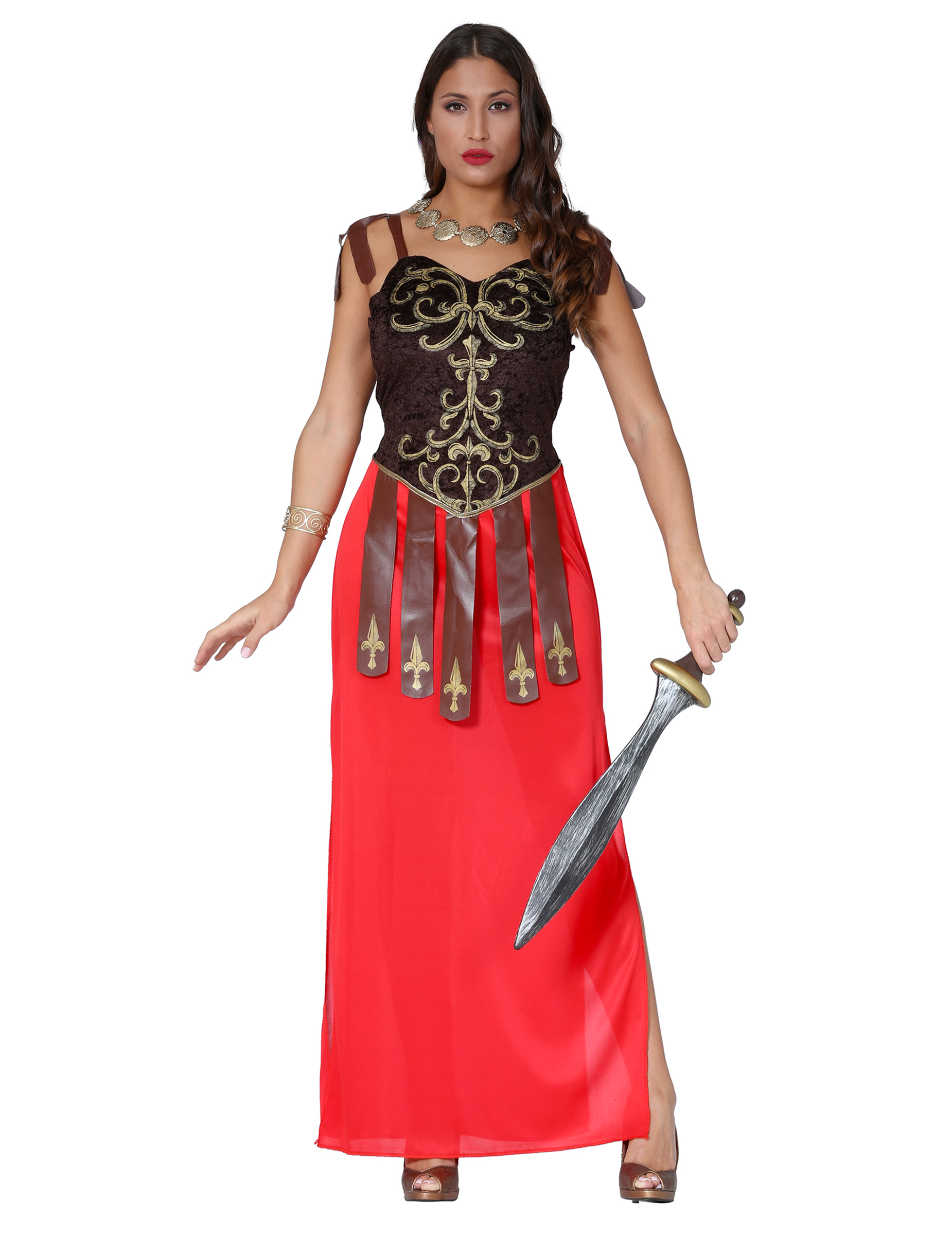 Elegantes Damen-Kostüm Gladiatorin - braun/rot