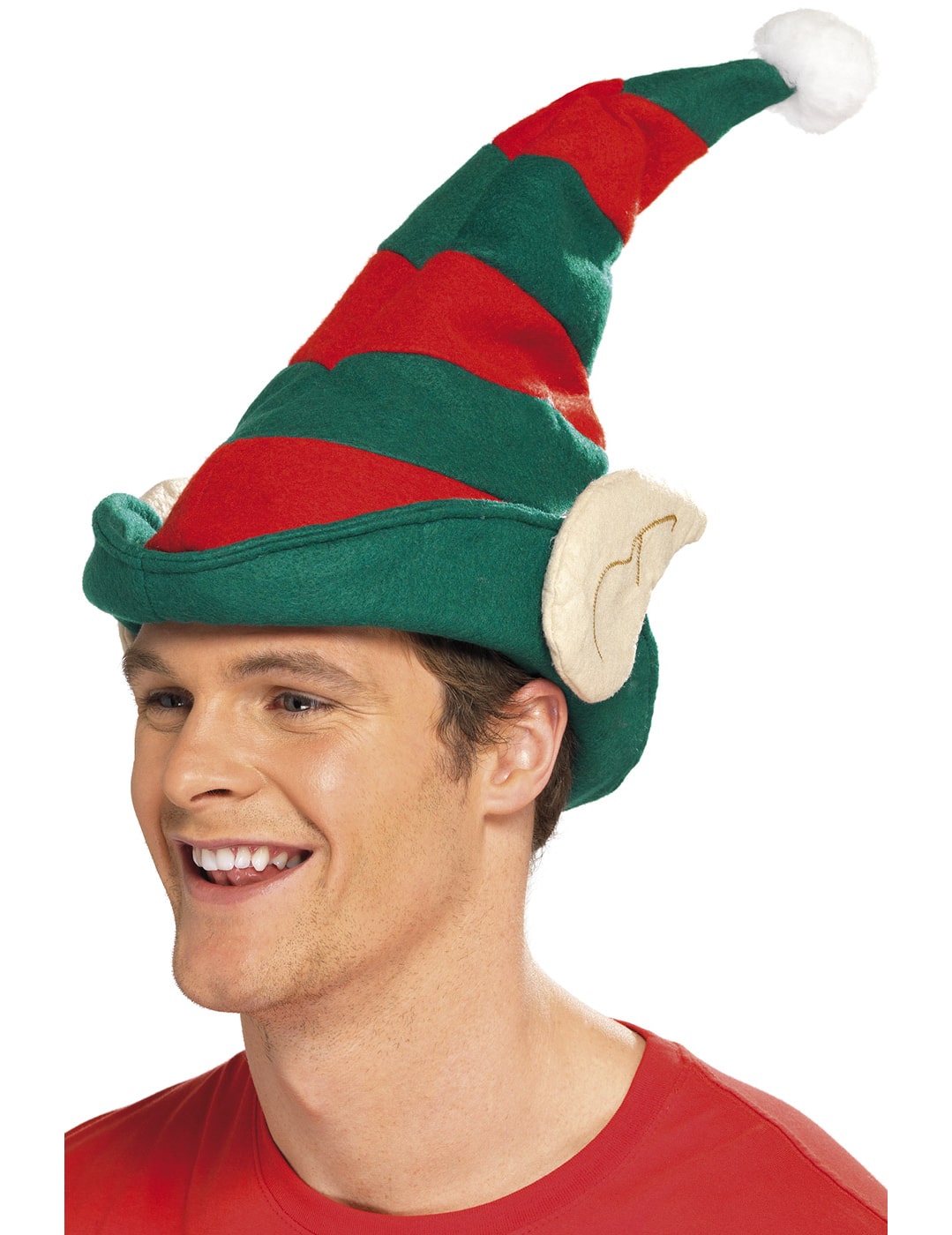 Elf Mütze mit Ohren Kostüm-Zubehör rot-grün