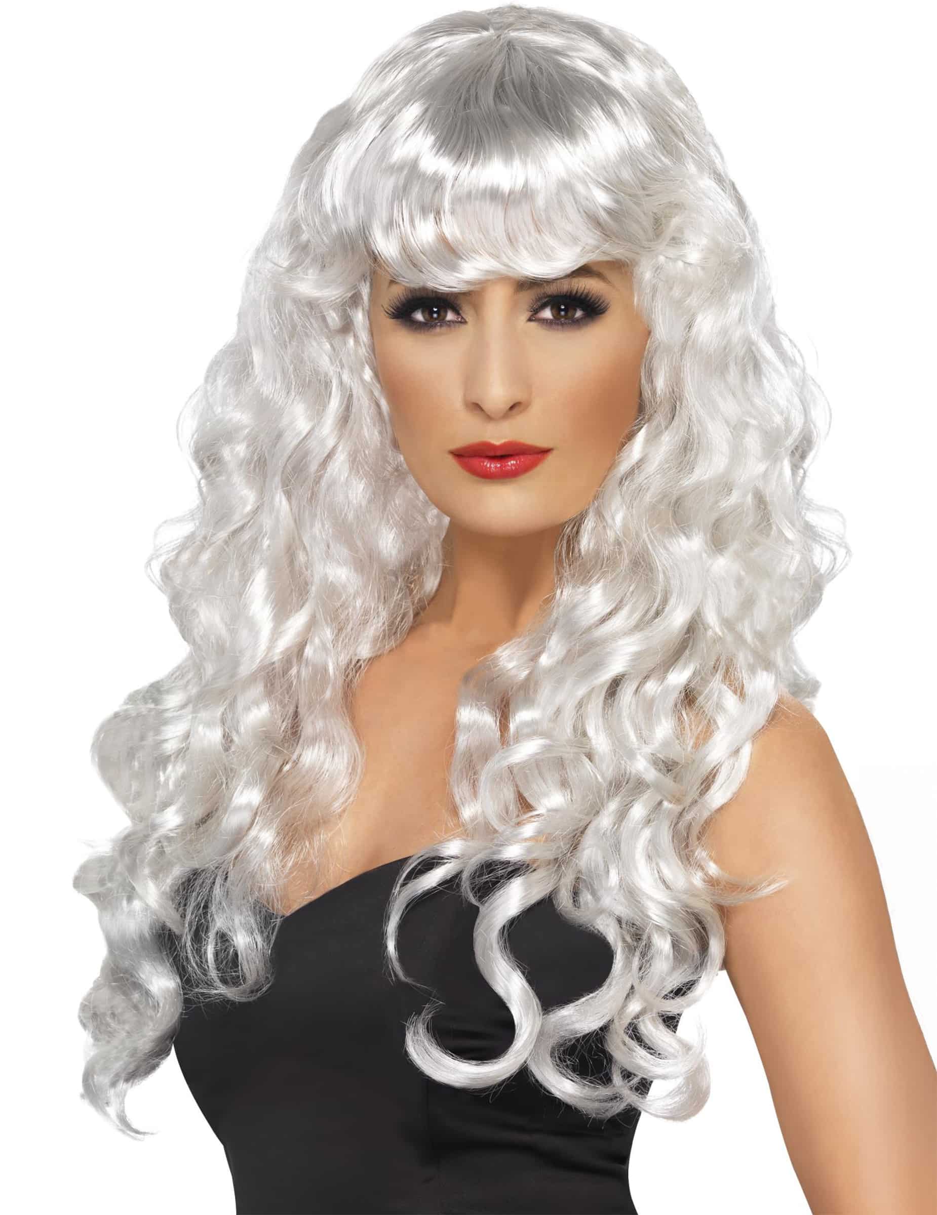 Engel Perücke mit Locken weiss