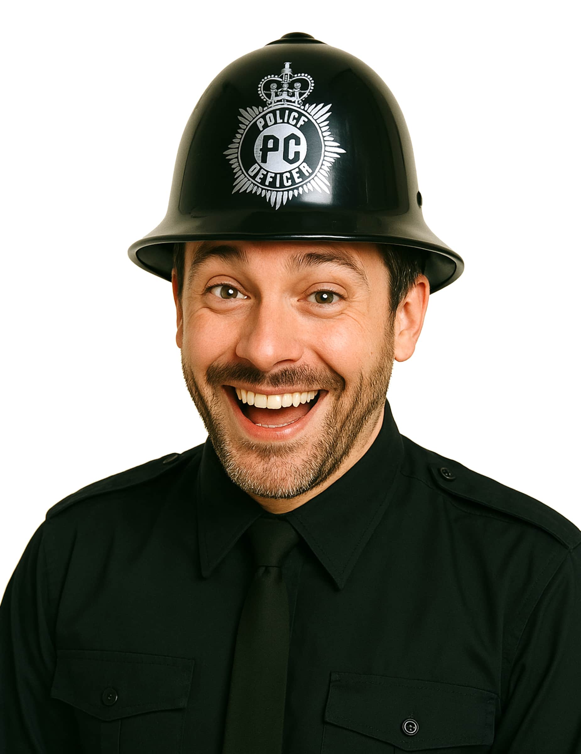 Englischer Polizeihelm Britischer Polizist Accessoire schwarz-silber