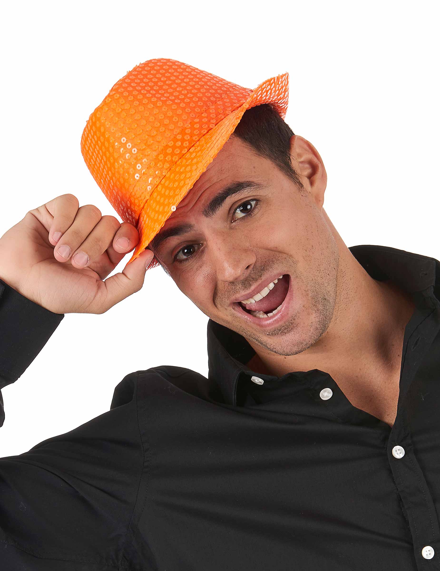 Erwachsenen Pailletten-Hut Accessoires orange